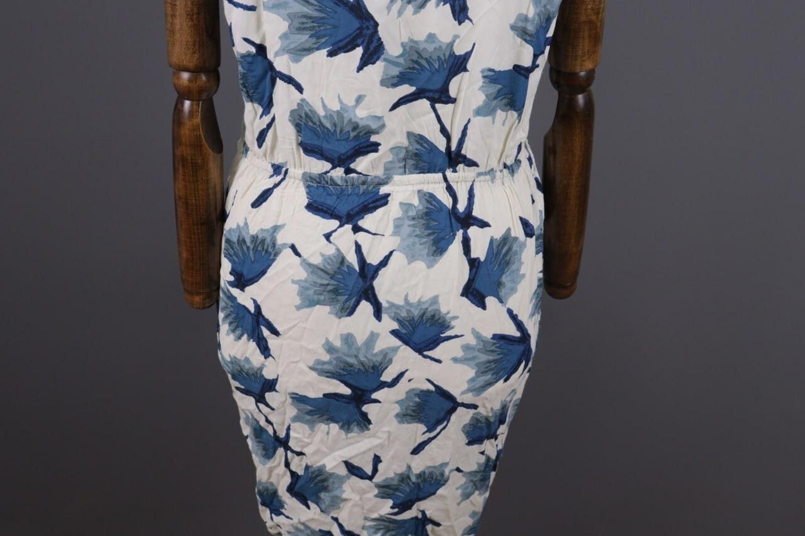 Gianni Valentino Ganni White Floral Short Sleeve V-Neck Peged Dress Size S Size S / US 4 / IT 40 - 12 Thumbnail
