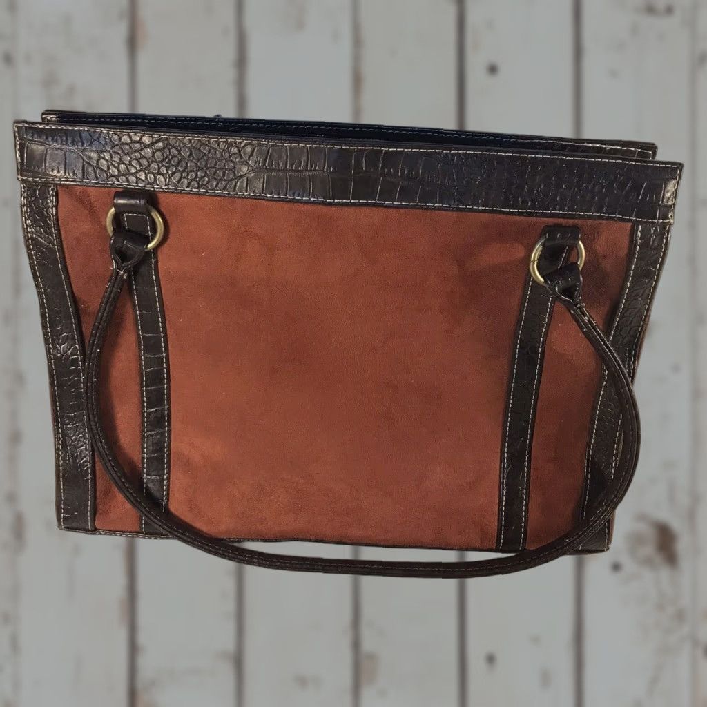 Rusty VINTAGE Unbranded Tote Bag Women Large Rust Faux Leather & Faux Suede Zip Around Pockets Modern Size ONE SIZE - 1 Thumbnail