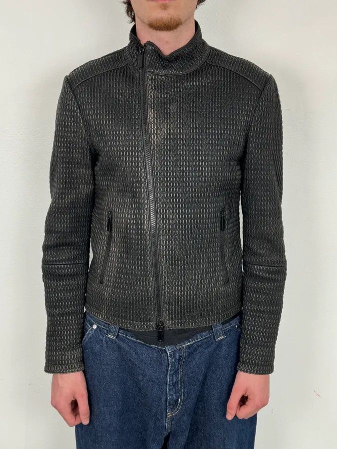 Emporio Armani SS2016 Emporio Armani Woven Asymmetrical Leather Jacket Size US S / EU 44-46 / 1 - 2 Thumbnail