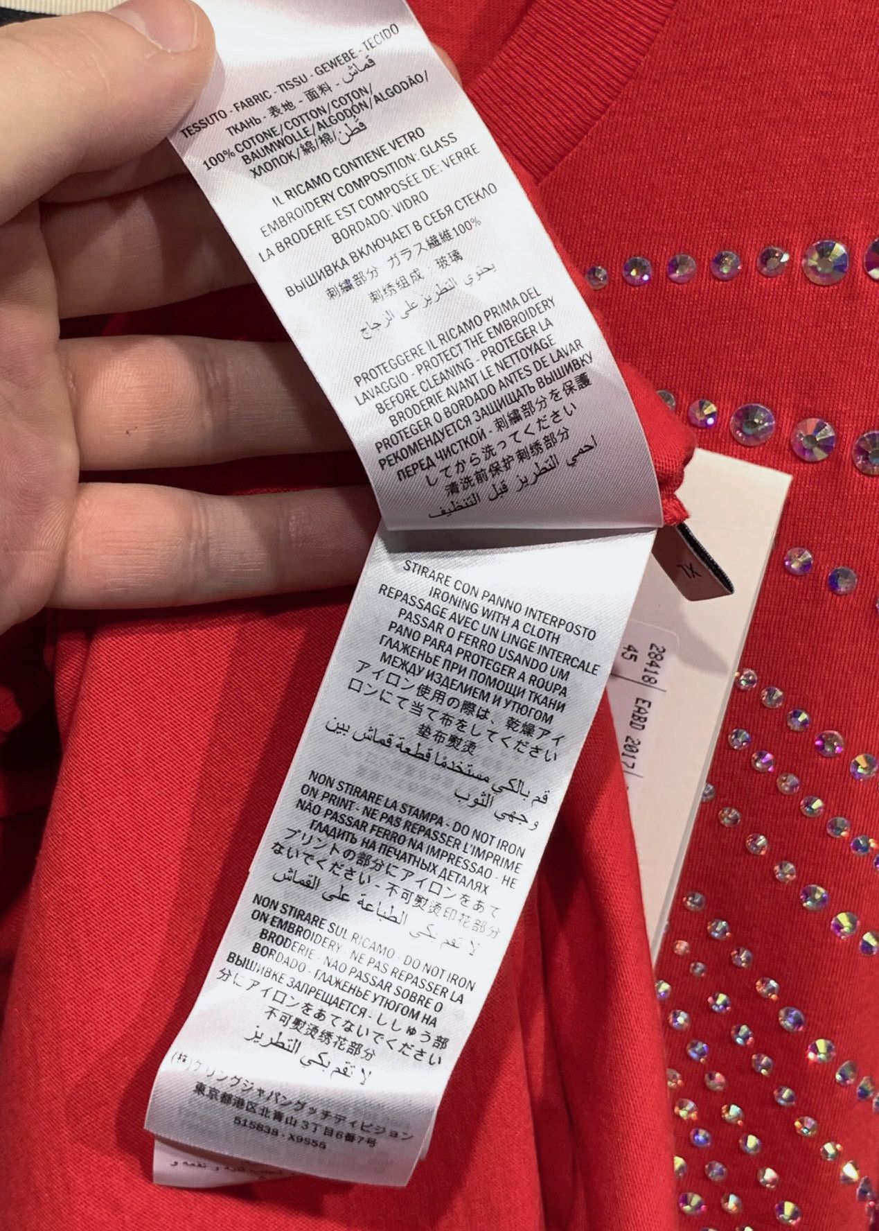 Gucci Gucci 2019 Red Logo Graphic Print Swarovski T-shirt Size L / US 10 / IT 46 - 7 Thumbnail