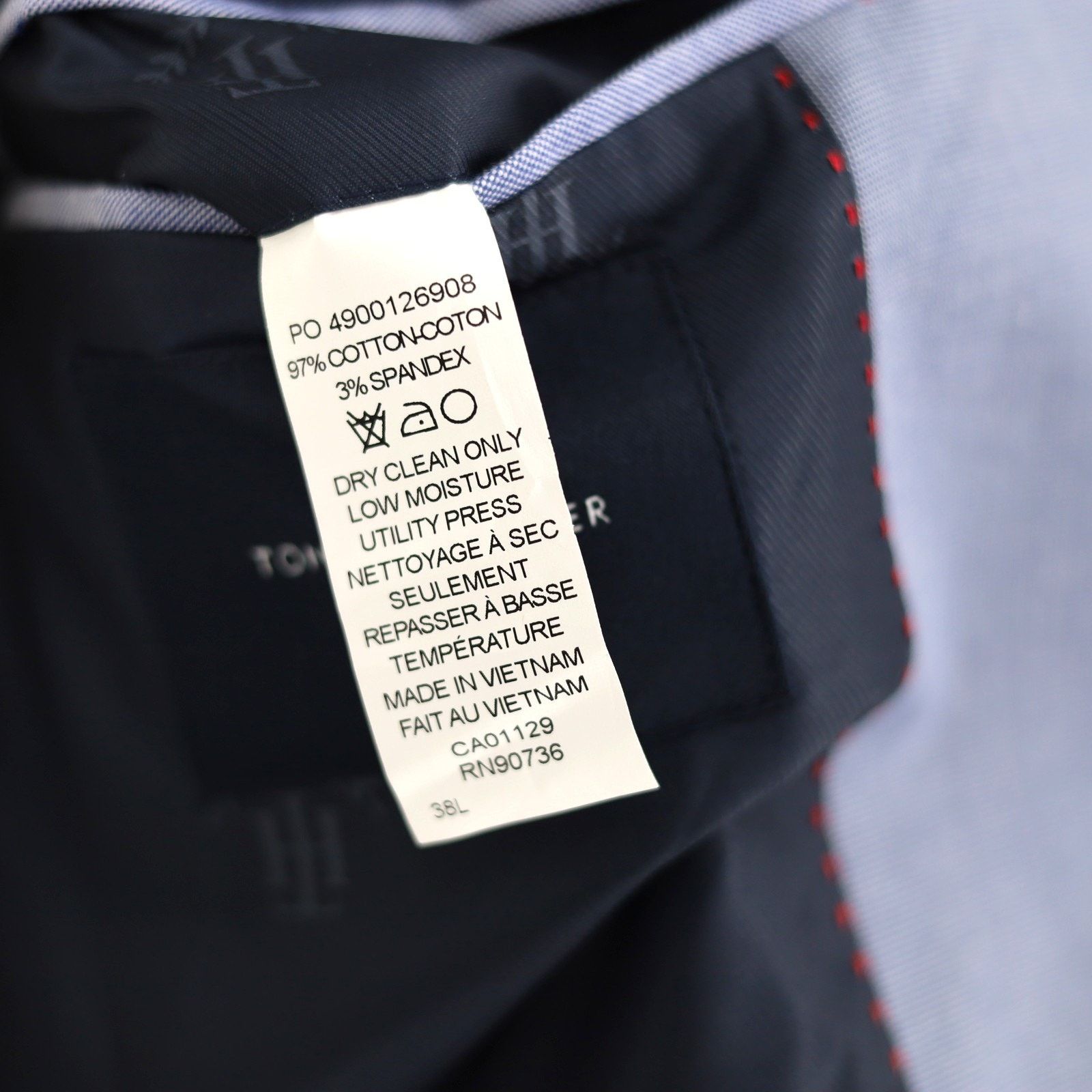 Tommy Hilfiger Tommy Hilfiger Men's Blue Cotton Modern Suit Jacket Size 38L Size 38L - 8 Thumbnail
