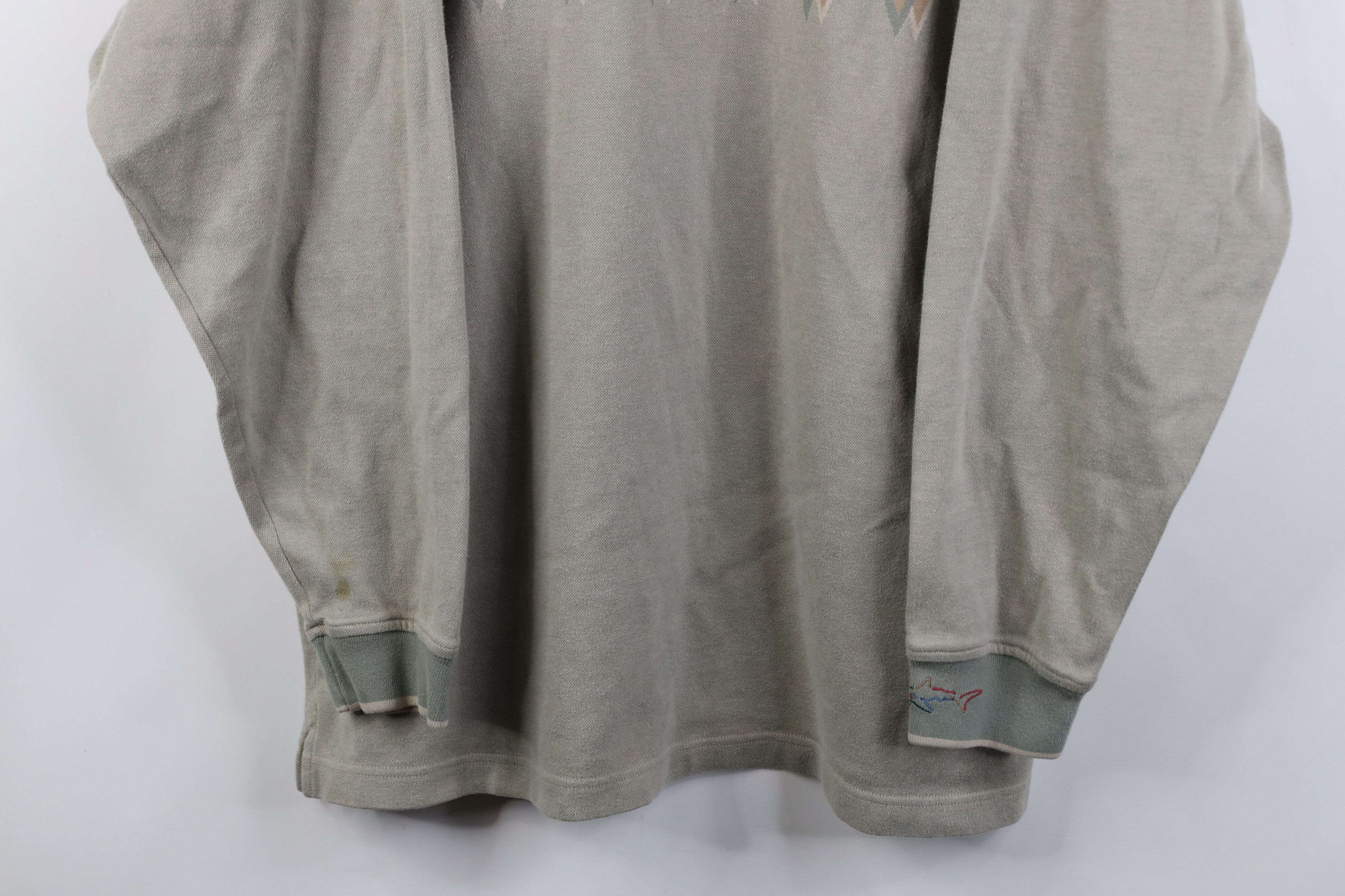 Vintage Vintage 90s Streetwear Zig Zag Heavy Long Sleeve Polo Shirt Size US XL / EU 56 / 4 - 3 Thumbnail