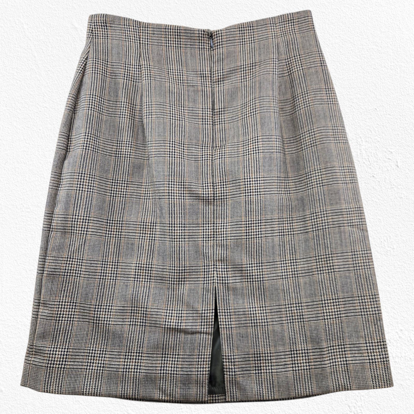 Halston Halston Glen Check Wool Plaid Straight A-Line Skirt Size 10 Size 32" / US 10 / IT 46 - 9 Thumbnail