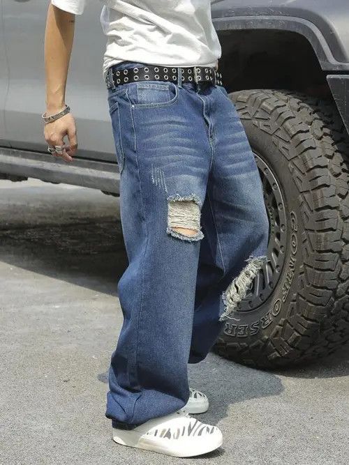 Jean Distressed Y2K ripped light jeans EDGY Size US 36 / EU 52 - 2 Thumbnail