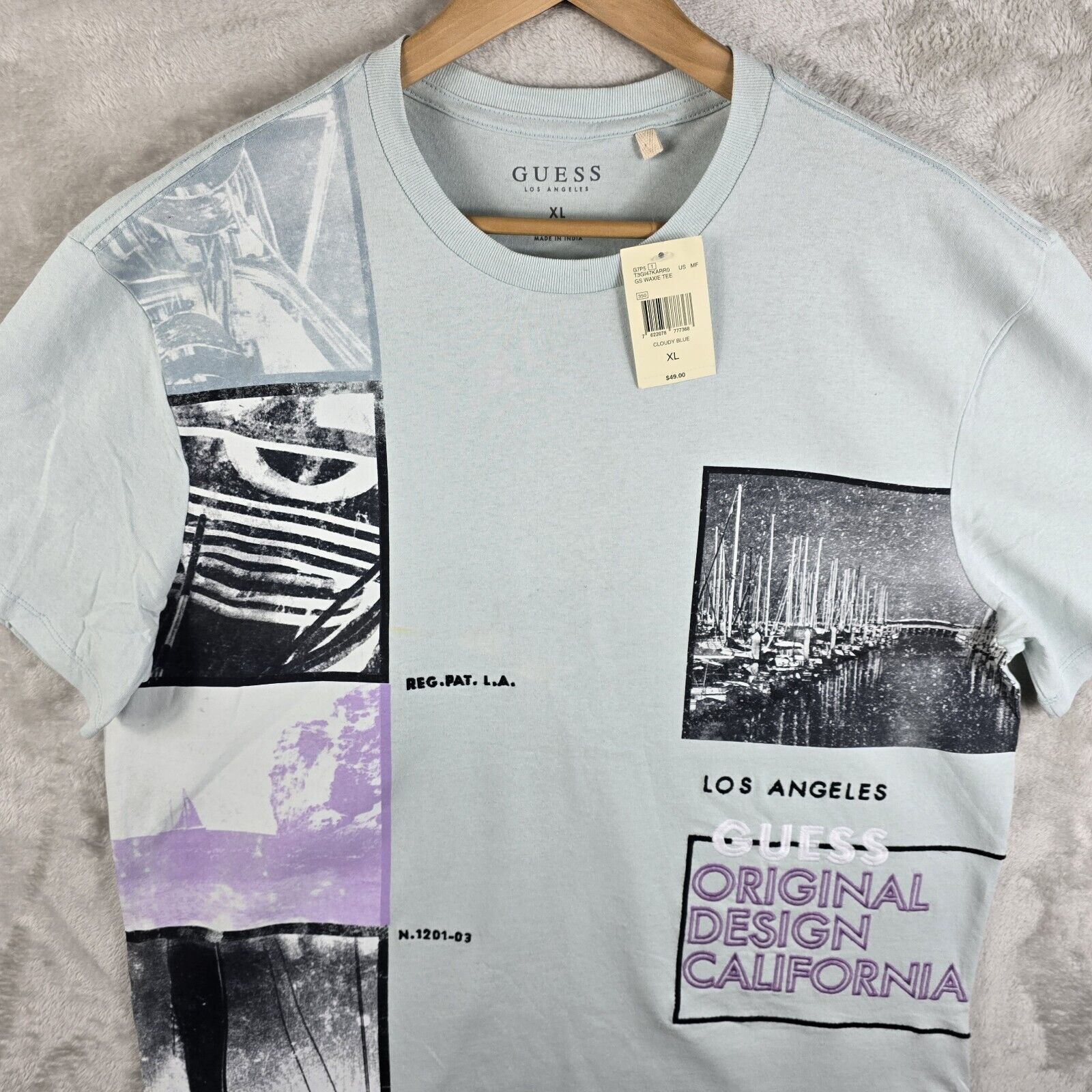 Guess GUESS California Design Shirt Adult XL Blue Short Sleeve Size US XL / EU 56 / 4 - 3 Thumbnail