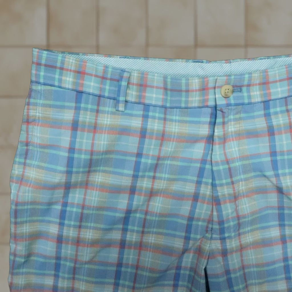 Peter Millar Peter Millar Shorts Mens 36 Blue Plaid Apex Featherweight Chino Socks? Size US 36 / EU 52 - 1 Thumbnail