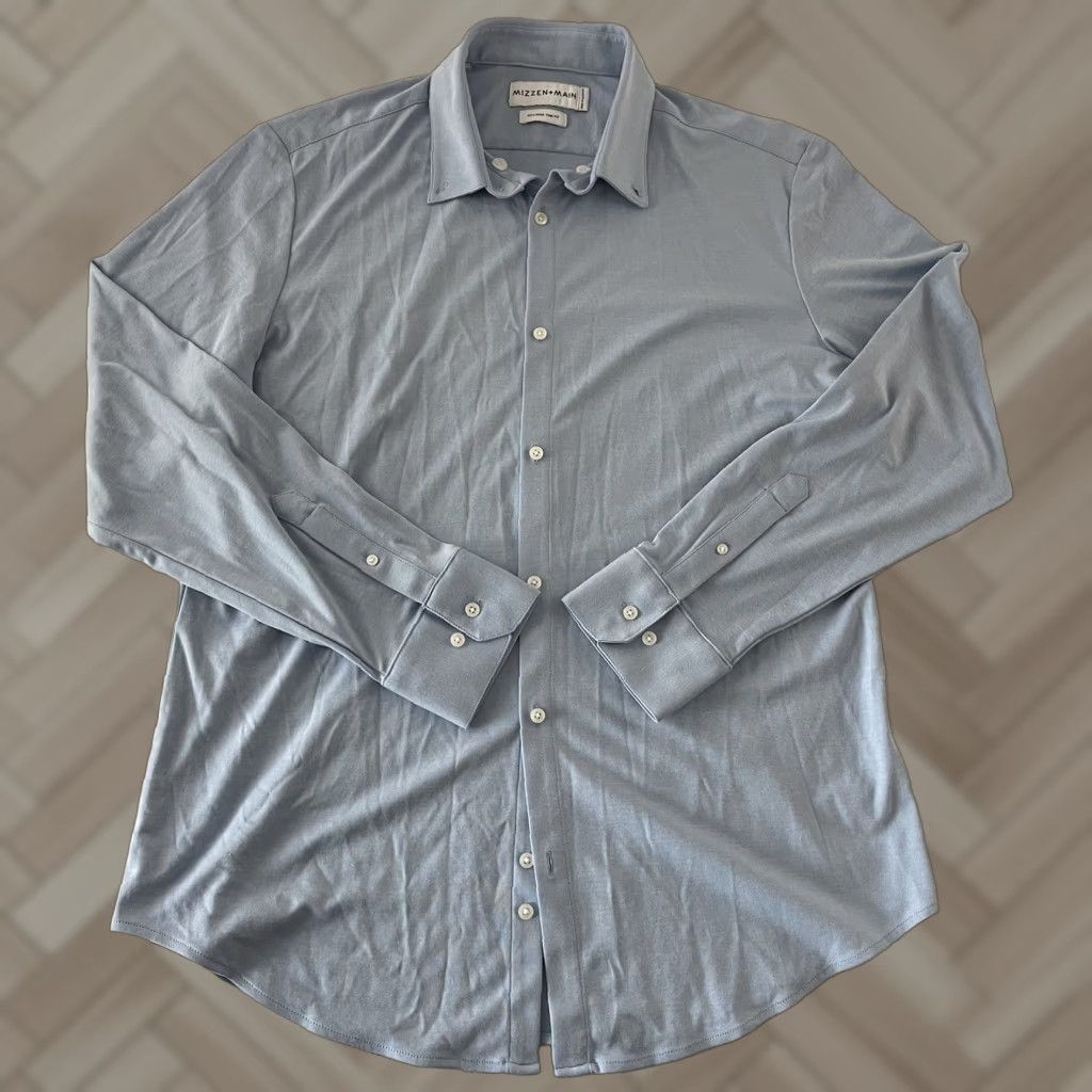 Mizzen+Main Mizzen+Main Button-Up Shirt MEN'S XXL Blue Long Sleeve Trim Fit Button Front Casual Shirt Size US XXL / EU 58 / 5 - 1 Thumbnail