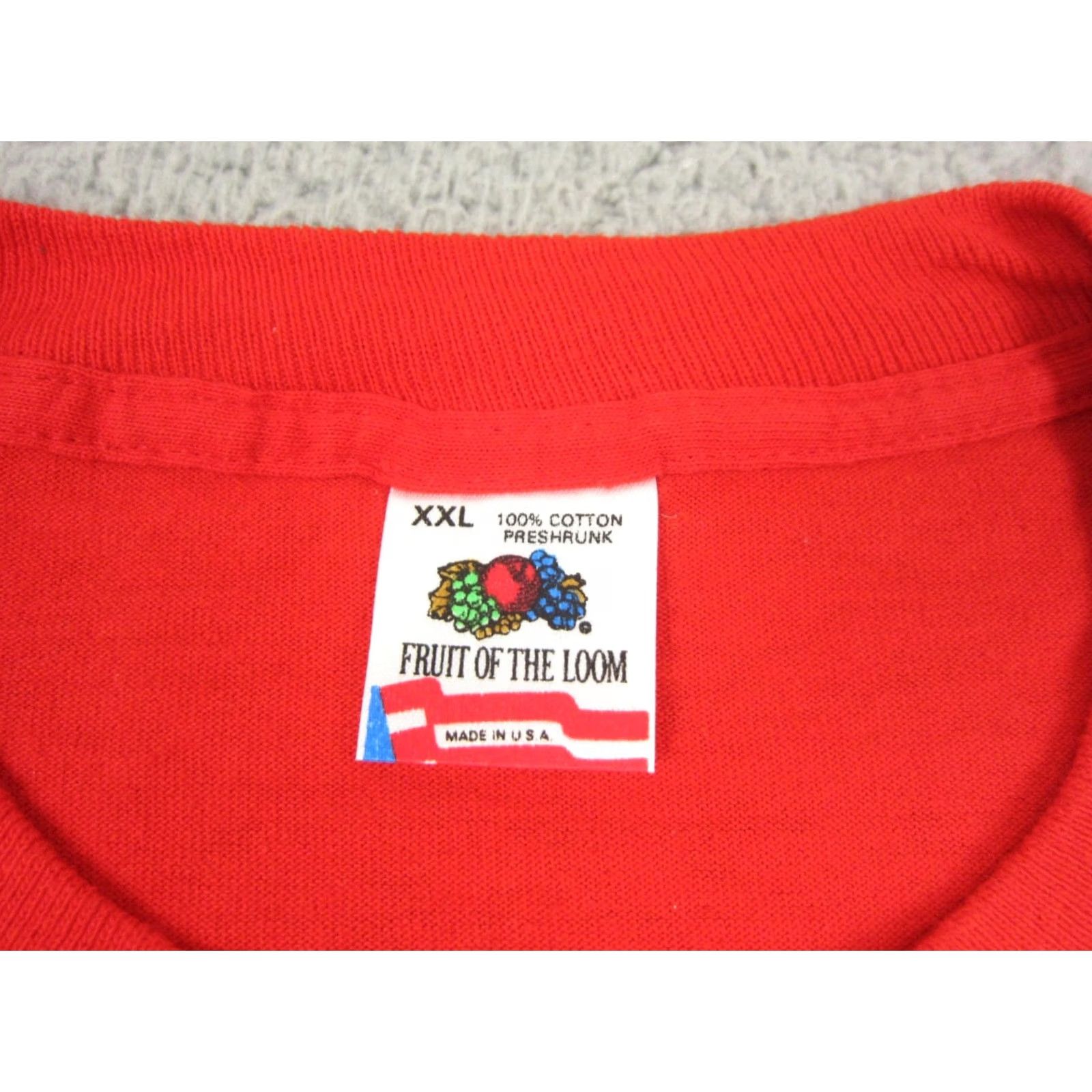 Fruit Of The Loom Fruit of the Loom Shirt Mens 2XL Red Vintage T-Shirt Crew Neck Short Sleeve Knit Cotton 90s Outdoor Mens VINTAGE Size US XXL / EU 58 / 5 - 3 Thumbnail