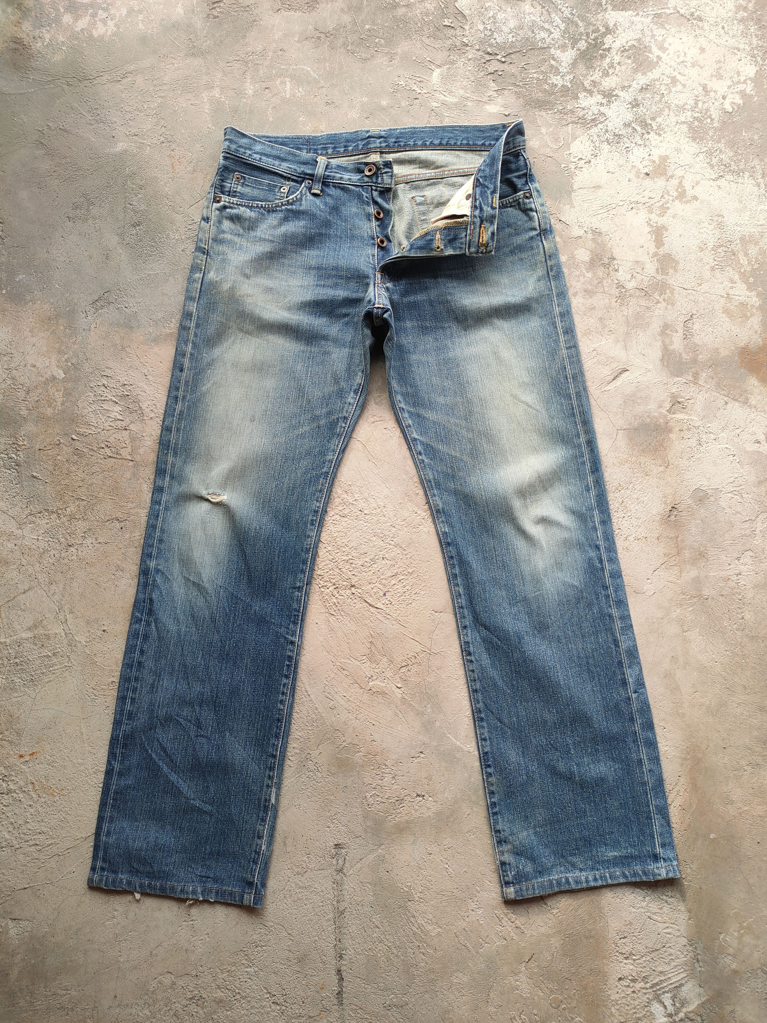 Edwin VINTAGE EDWIN 505 ORANGE TAG DISTRESSED FADED JEANS PANTS Size US 34 / EU 50 - 1 Thumbnail