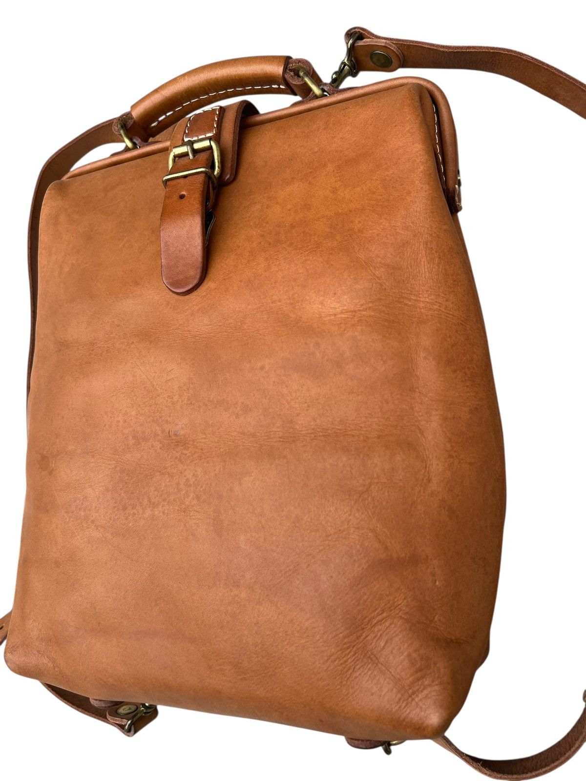 Leather Vintage HERZ Japan Patina Leather Backpack Rucksack Size ONE SIZE - 8 Thumbnail