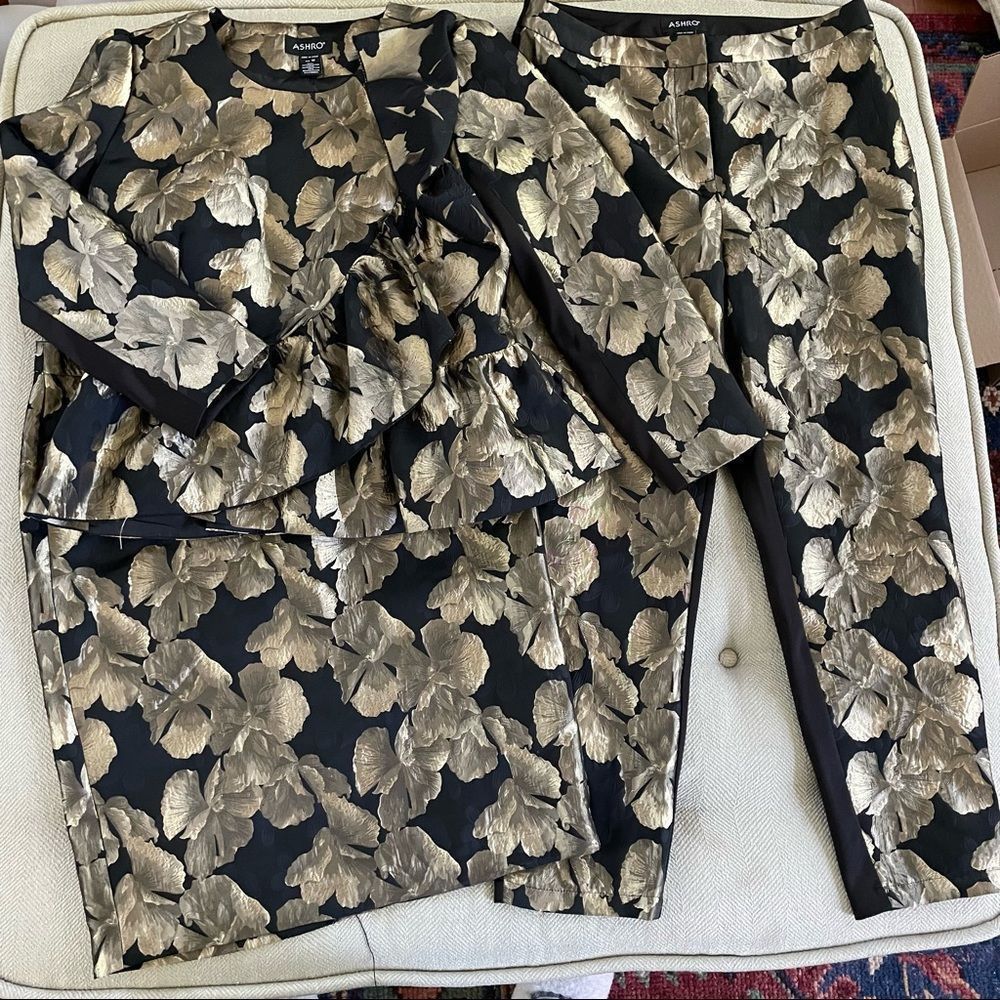 Other Ashro Larhonda Wardrober 3 Pc Peplum Jacket Skirt Pants Gold Size XL / US 12-14 / IT 48-50 - 3 Thumbnail