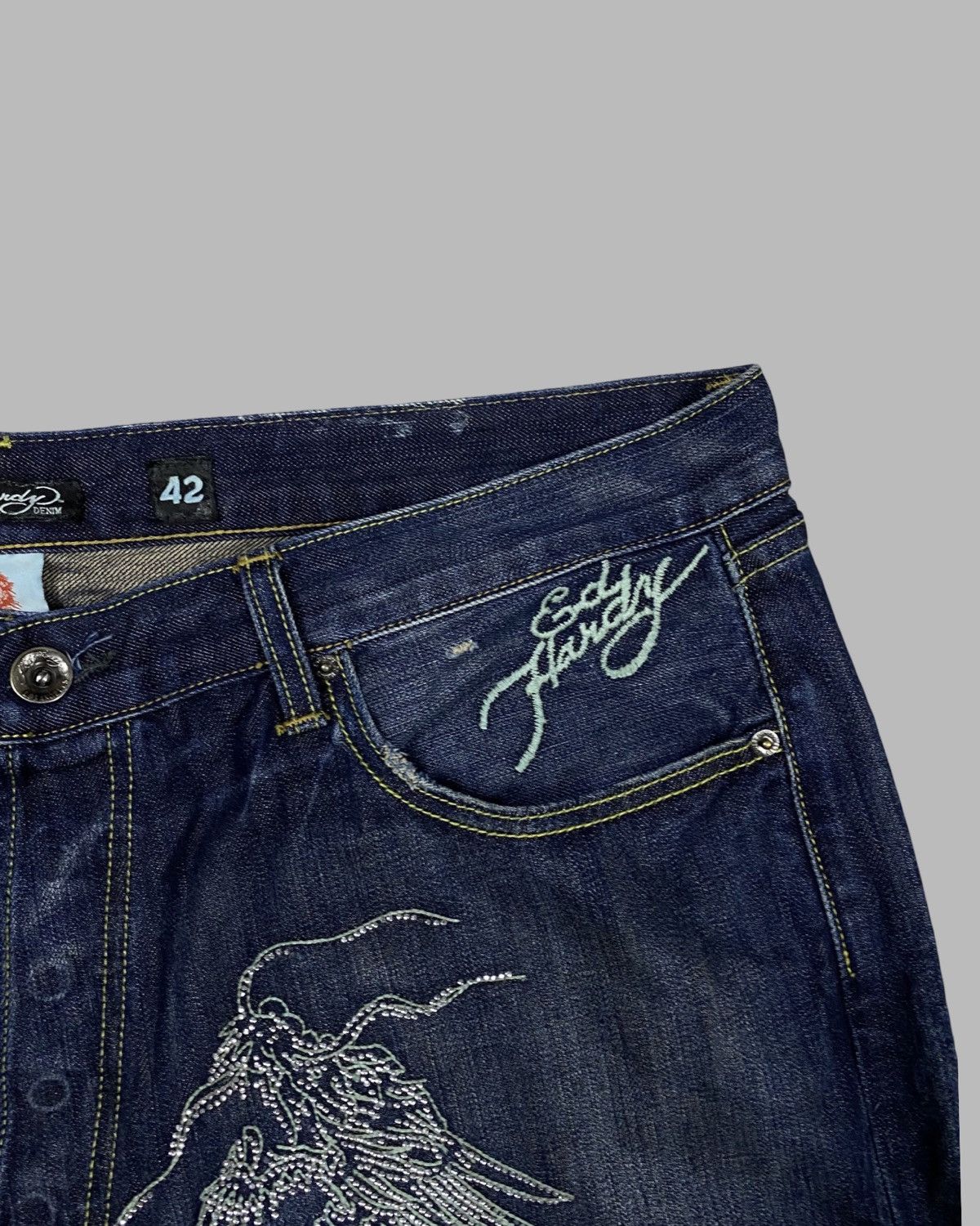 Christian Audigier Rare 00’s Ed hardy Rhinestone Dragon big logo Jeans Pants Size US 42 / EU 58 - 12 Thumbnail