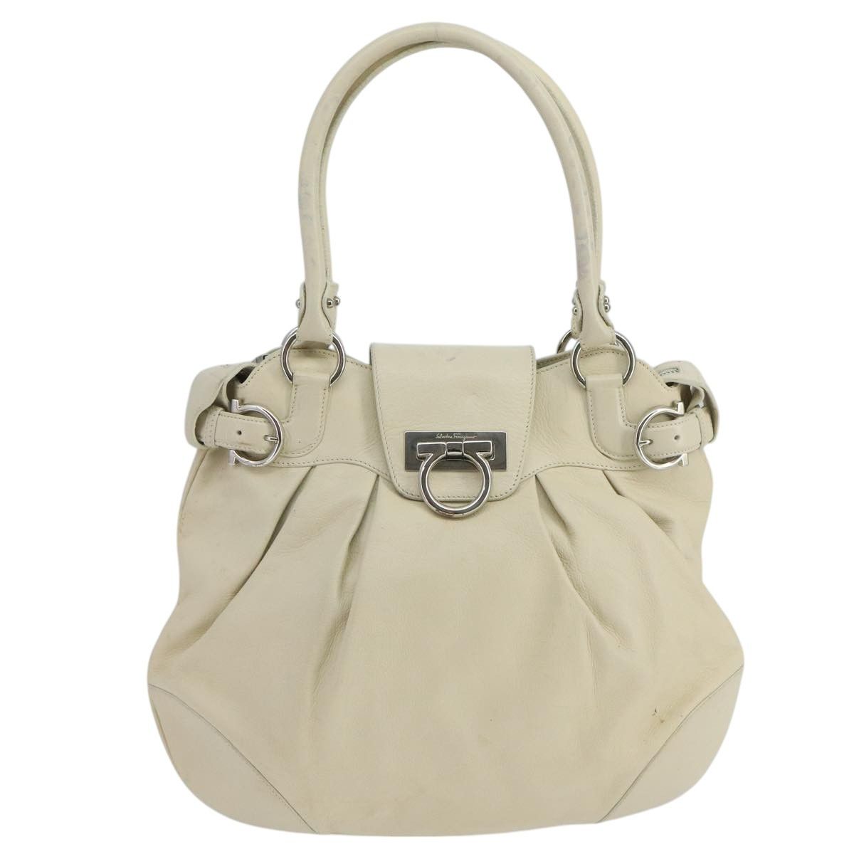 Salvatore Ferragamo Gancini White Leather Handbag (Pre-Owned) Size ONE SIZE - 1 Thumbnail