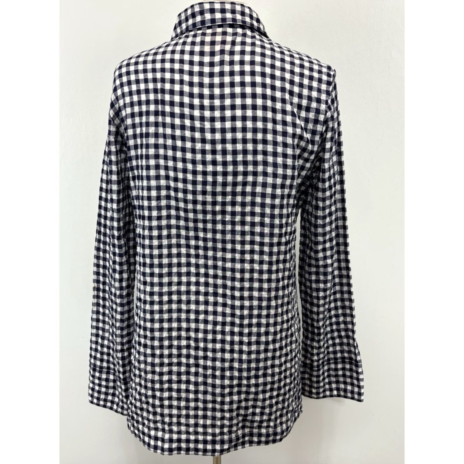Tory Burch VINTAGE Tory Burch Gingham Shirt Tunic Women’s Size 10 Navy White Check Popover Blouse Womens Size L / US 10 / IT 46 - 3 Thumbnail