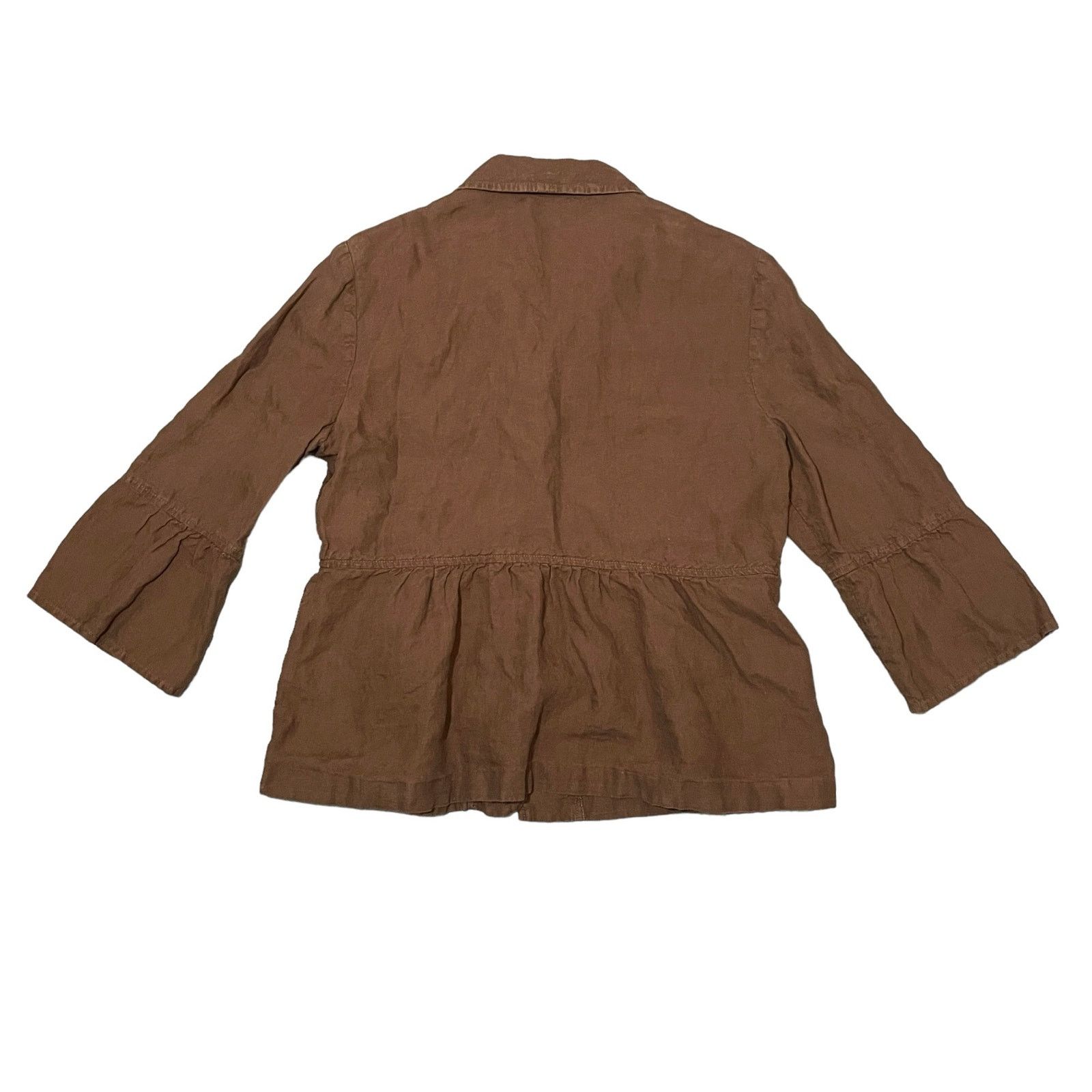 J. Jill J. Jill Linen Shirt Jacket Button Up Shacket Brown Medium Size M / US 6-8 / IT 42-44 - 7 Thumbnail