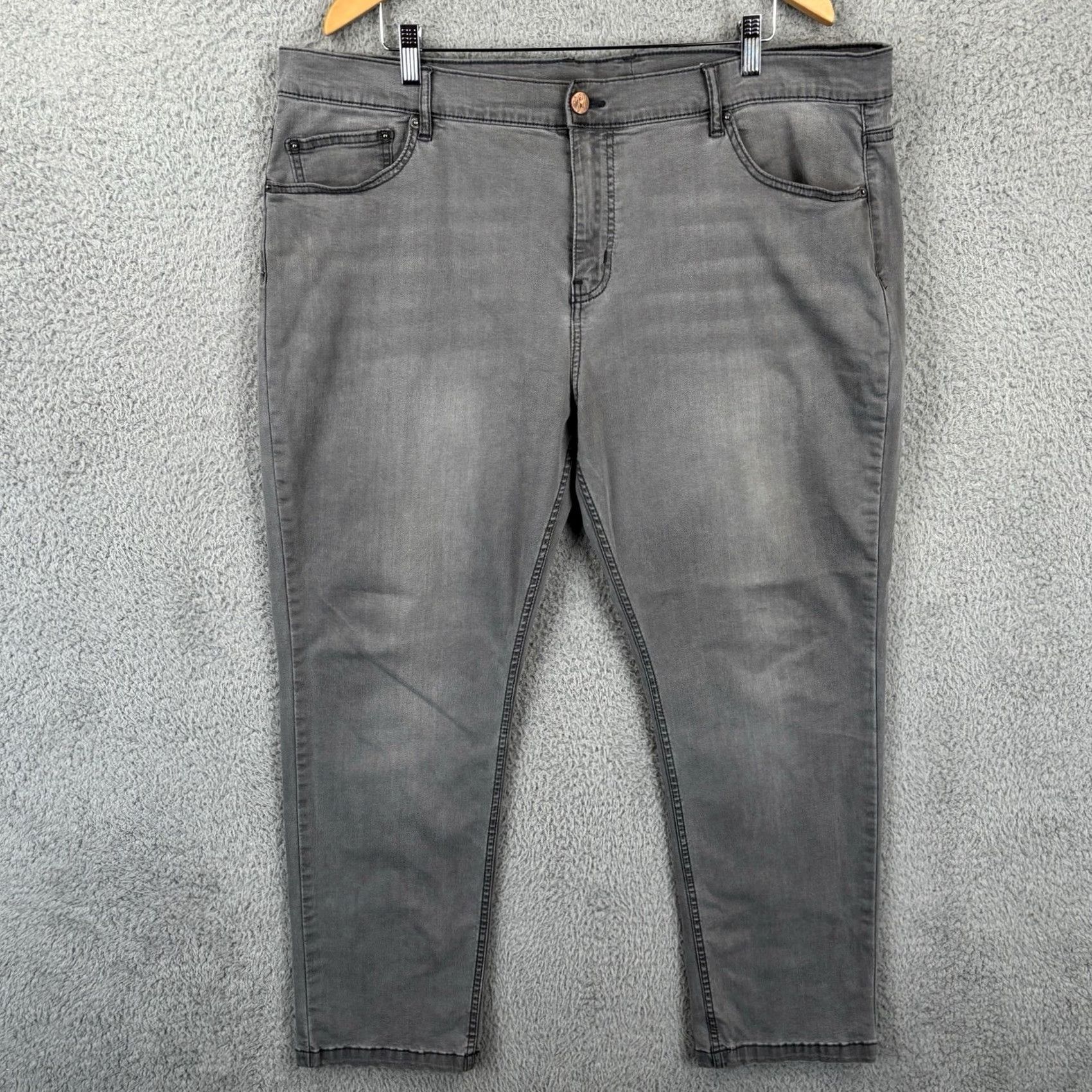 Denime Mugsy Jeans Mens Jeans 42x30 Beans Style FLX3NMG Gray Denim Straight Leg Pants Stretch Casual 30in Inseam Mens Size US 42 / EU 58 - 2 Thumbnail