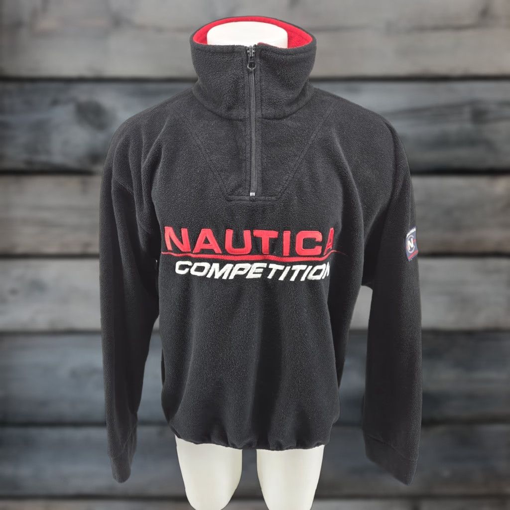 Nautica VINTAGE Nautica Competition Fleece Pullover Mens Large Black 1/4 Zip USA 90s Size US L / EU 52-54 / 3 - 1 Thumbnail