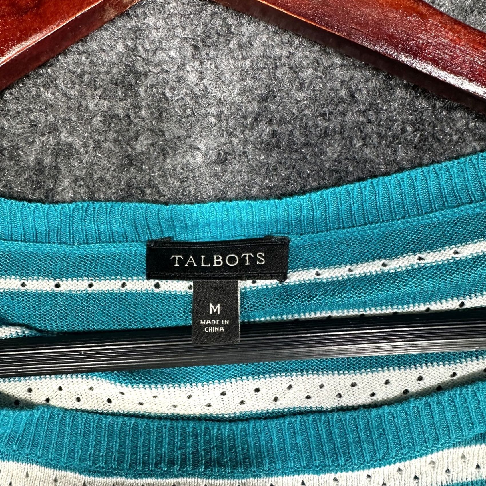 Talbots Talbots Sweater Womens Medium Linen Blend Turquoise Lightweight Knit 3/4 Sleeve Size M / US 6-8 / IT 42-44 - 4 Thumbnail