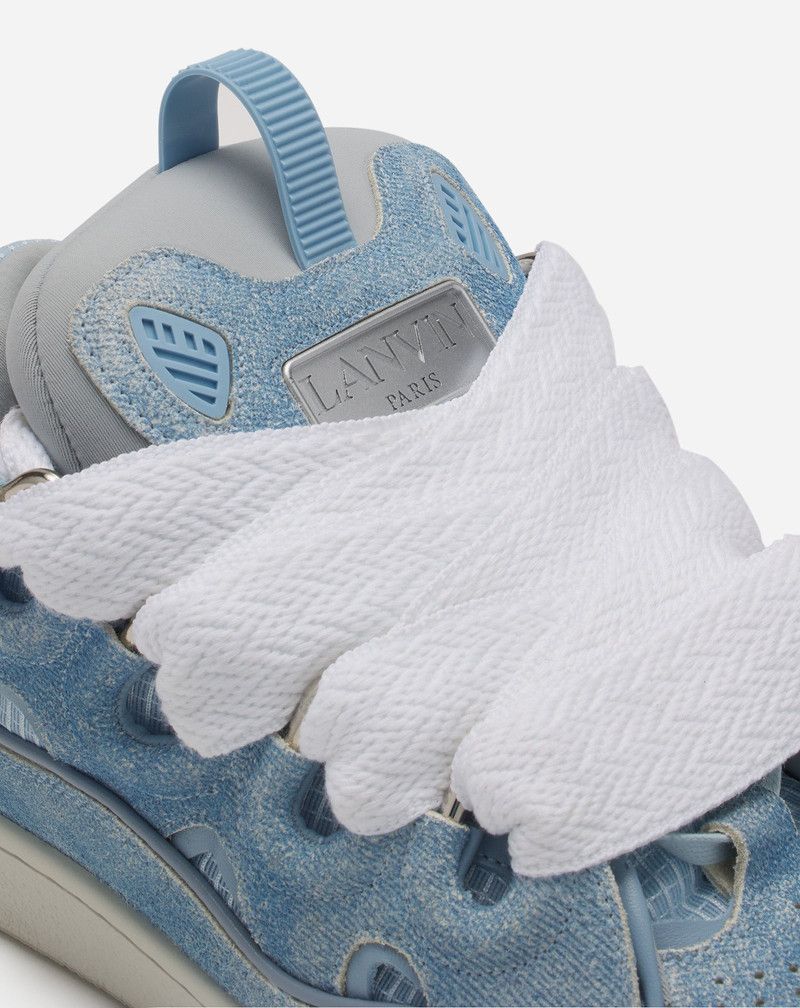 Lanvin os11x0526 Curb Denim-Effect Leather Sneakers in Blue Size US 9 / IT 39 - 5 Thumbnail