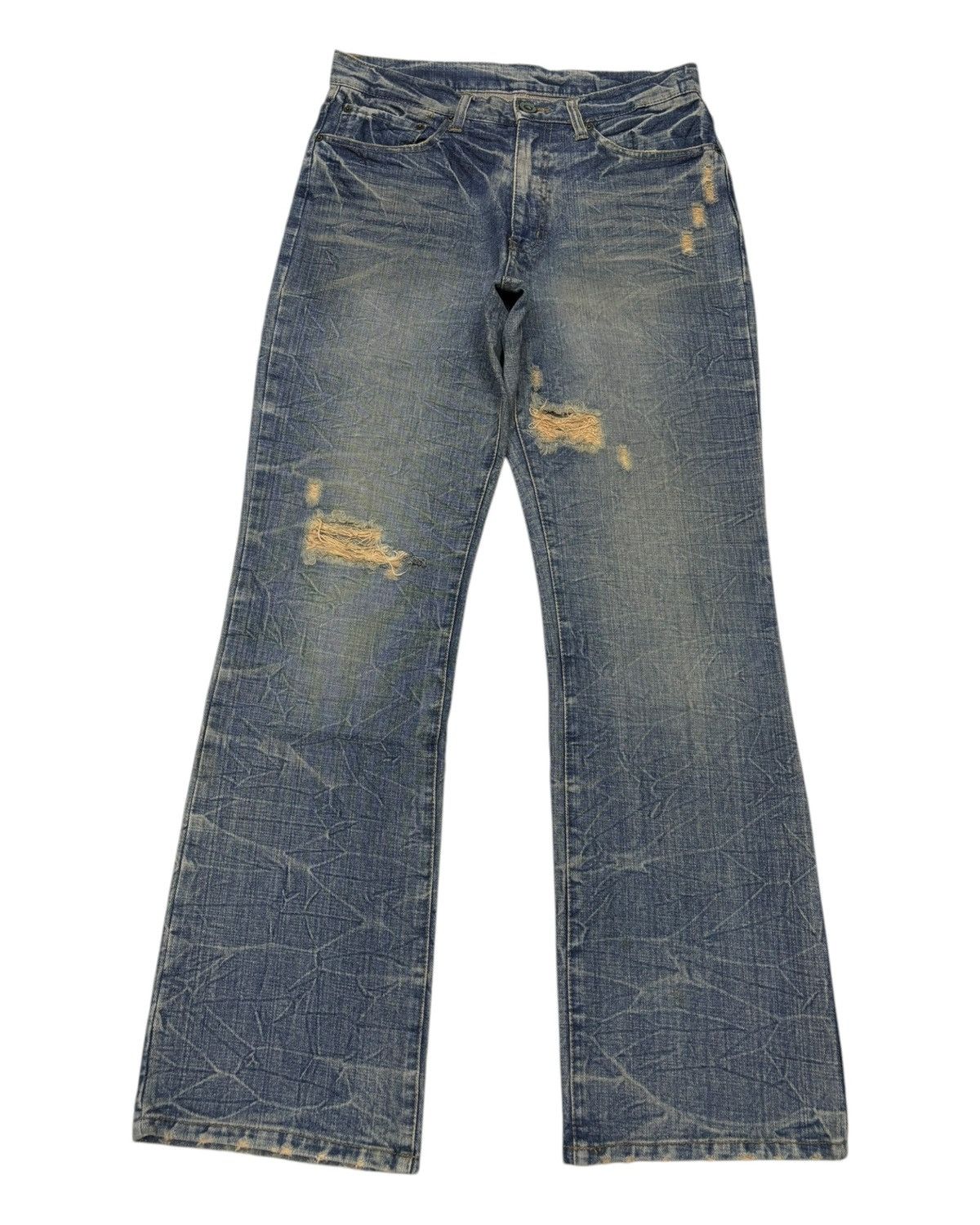 Hysteric Glamour × Japanese Brand × Vintage VINTAGE FLARED JEANS DISTRESS RIPPED JEANS Size US 32 / EU 48 - 6 Thumbnail