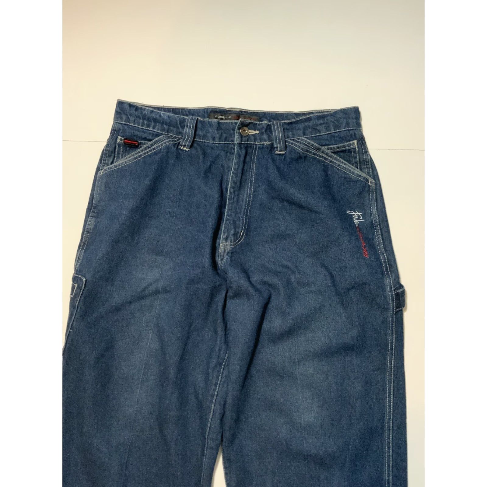 Fubu VINTAGE FUBU The Collection Utility Carpenter Baggy Denim Jeans 34 Mens 90s 2000s Y2K Blue Denim Loose Fit 33in Inseam Size US 34 / EU 50 - 4 Thumbnail