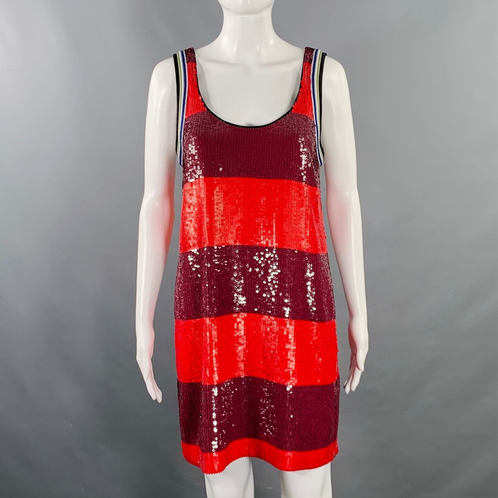 3.1 Phillip Lim Size S Red Burgundy Silk Stripe Tank Shift Dress Size S / US 4 / IT 40 - 1 Thumbnail