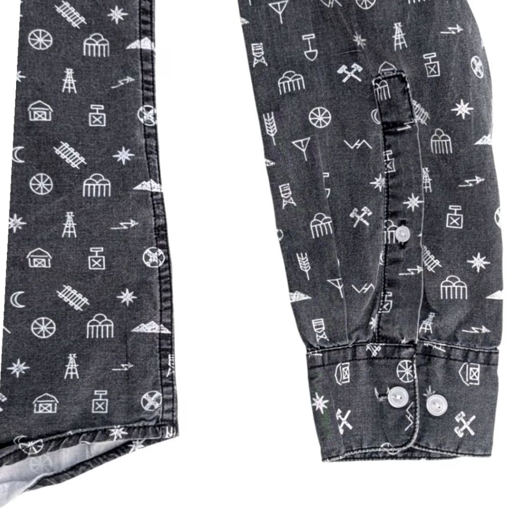 RVCA RVCA Slim Fit Button Down Shirt Gray Graphic Print Mens L Size US L / EU 52-54 / 3 - 4 Thumbnail