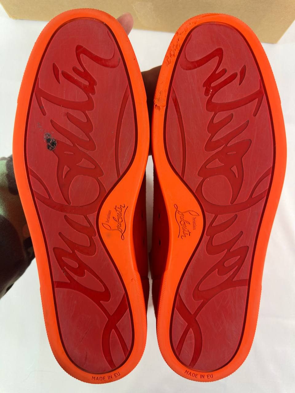 Christian Louboutin Christian Louboutin Louis Orlato Flat Sneakers Orange Suede Size US 11 / EU 44 - 14 Thumbnail