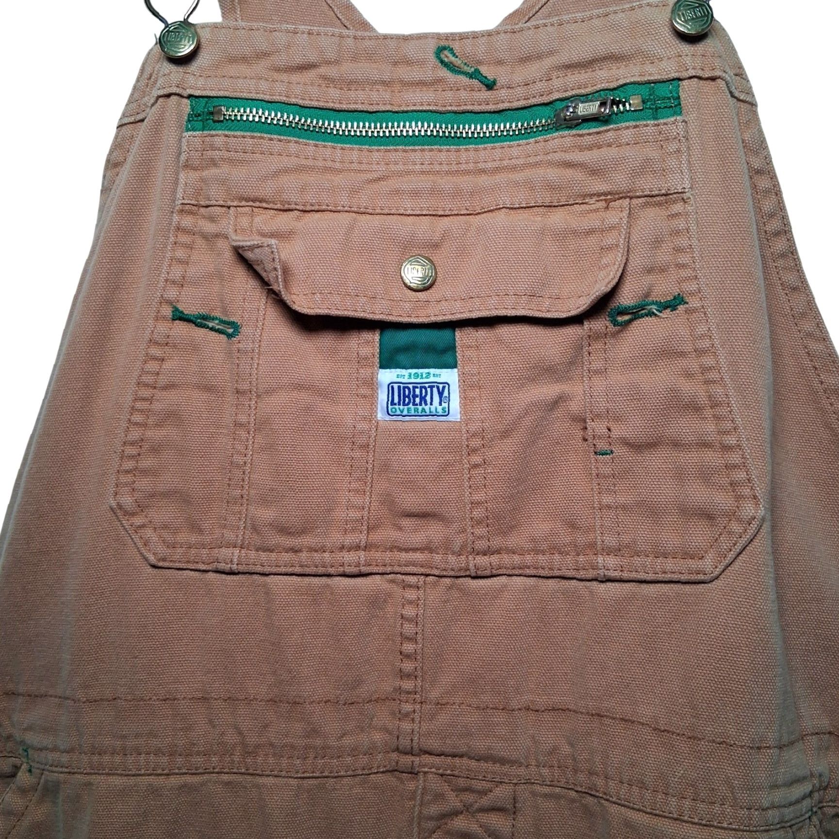 Vintage Liberty Overalls Men 42x28 Brown Canvas Carpenter Work Pants Workwear Bibs Bottoms Size US 42 / EU 58 - 7 Thumbnail