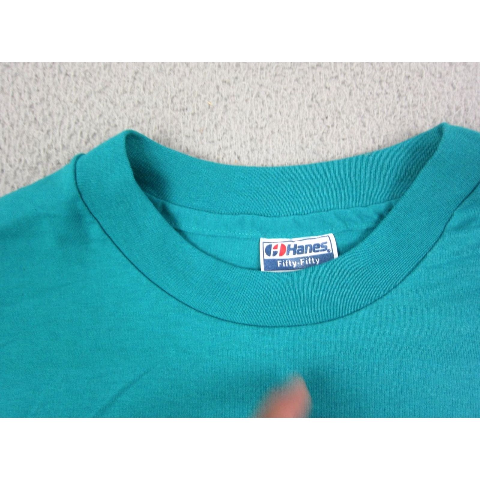 Hanes VINTAGE Hanes Shirt XL Mens Blue 90s USA Short Sleeve Crew Neck Cotton T-Shirt Small Print 80s Theme Florida Sunshine Size US XL / EU 56 / 4 - 4 Thumbnail