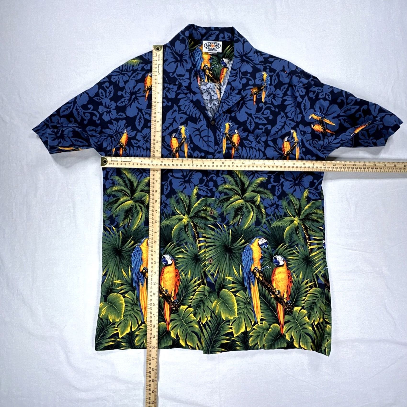 Vintage VINTAGE Pacific Legend Button-Up Shirt Men L Hawaiian Blue Parrots AOP USA Made Size US L / EU 52-54 / 3 - 2 Thumbnail