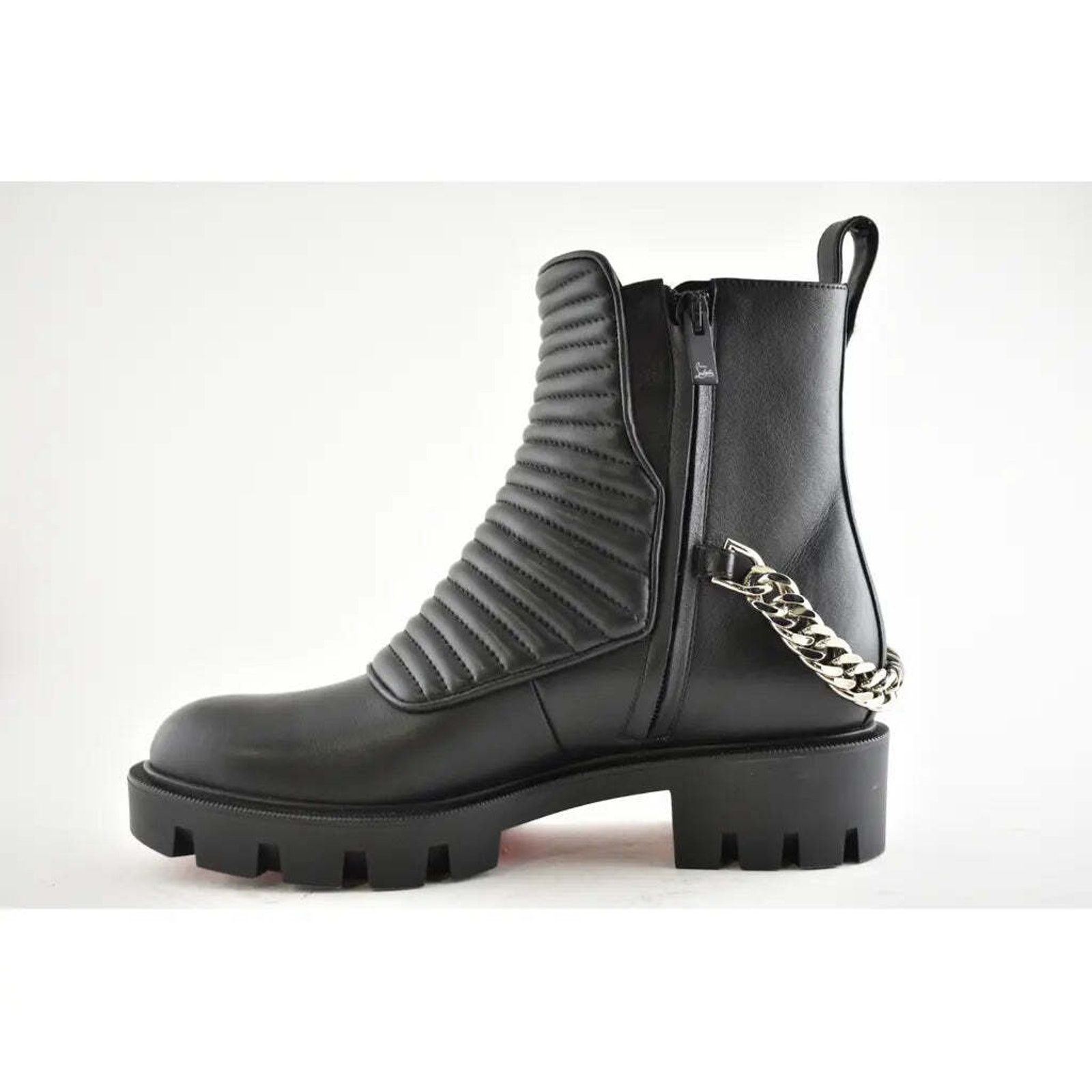 Christian Louboutin Christian Louboutin Maddic Max Flat Calf Black Silver Chain Size US 6 / IT 36 - 7 Thumbnail