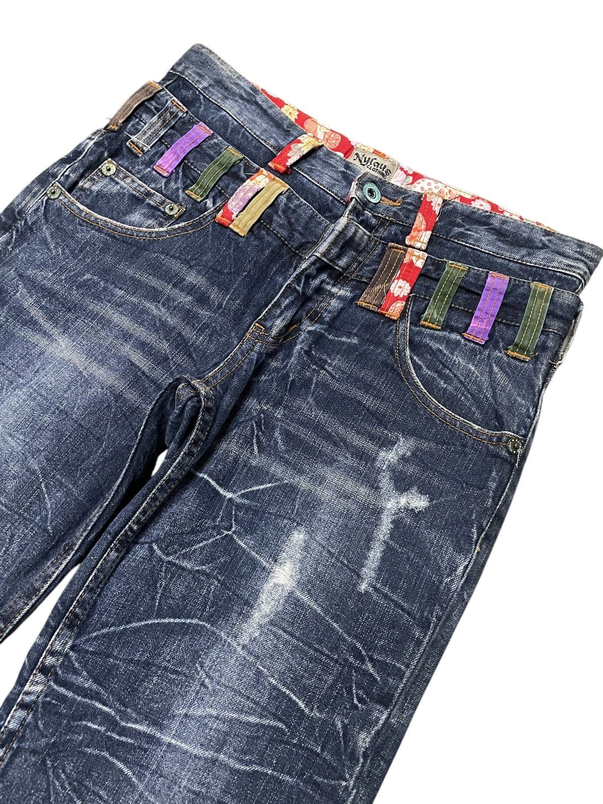 Hysteric Glamour × Japanese Brand Nylaus Japan Cracked Shadow Wash Double Waist Jeans Size US 30 / EU 46 - 3 Thumbnail