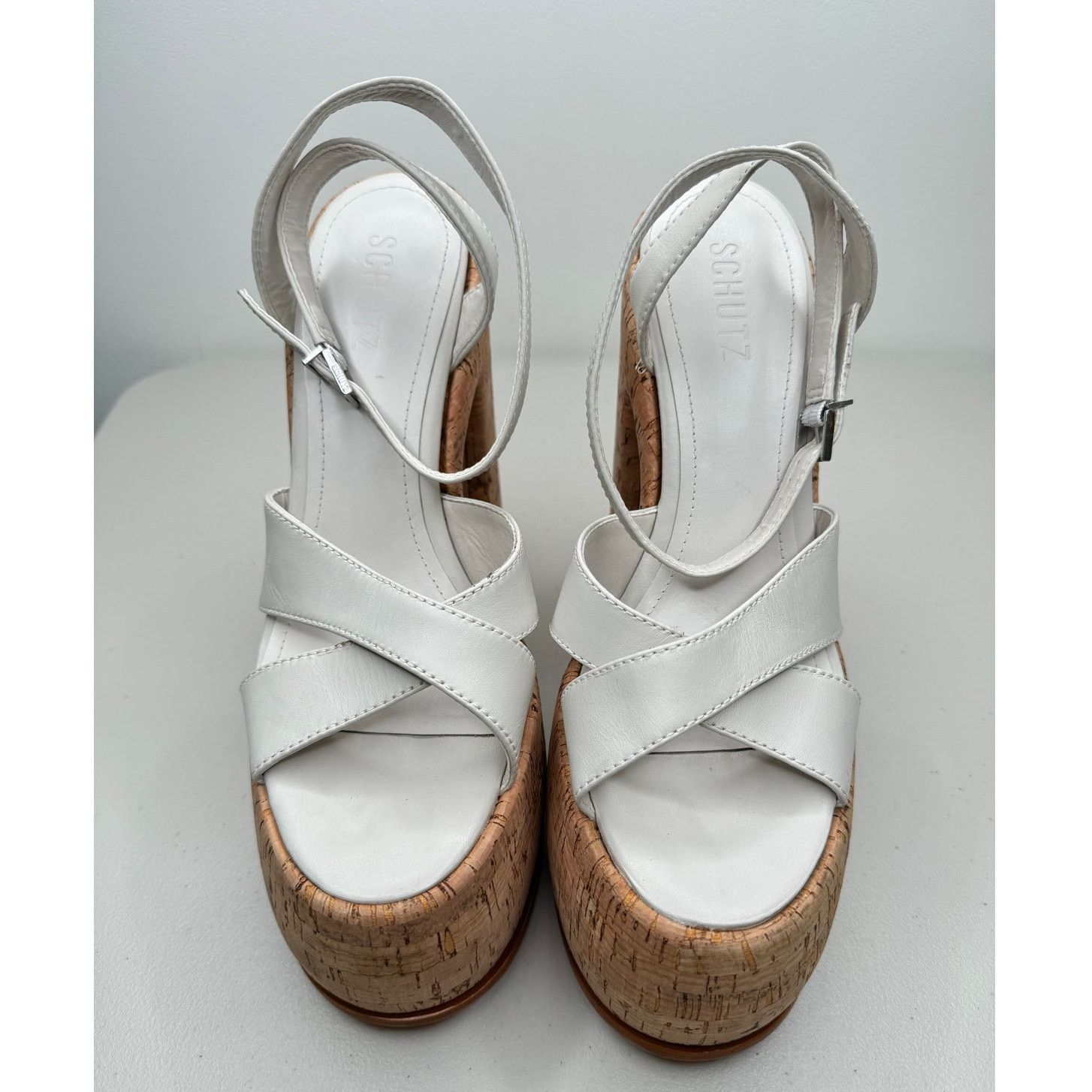 SCHUTZ NEW Schutz Pattie Cork White Sandal Pump Heels Platforms Size US 9.5 / IT 39.5 - 2 Thumbnail