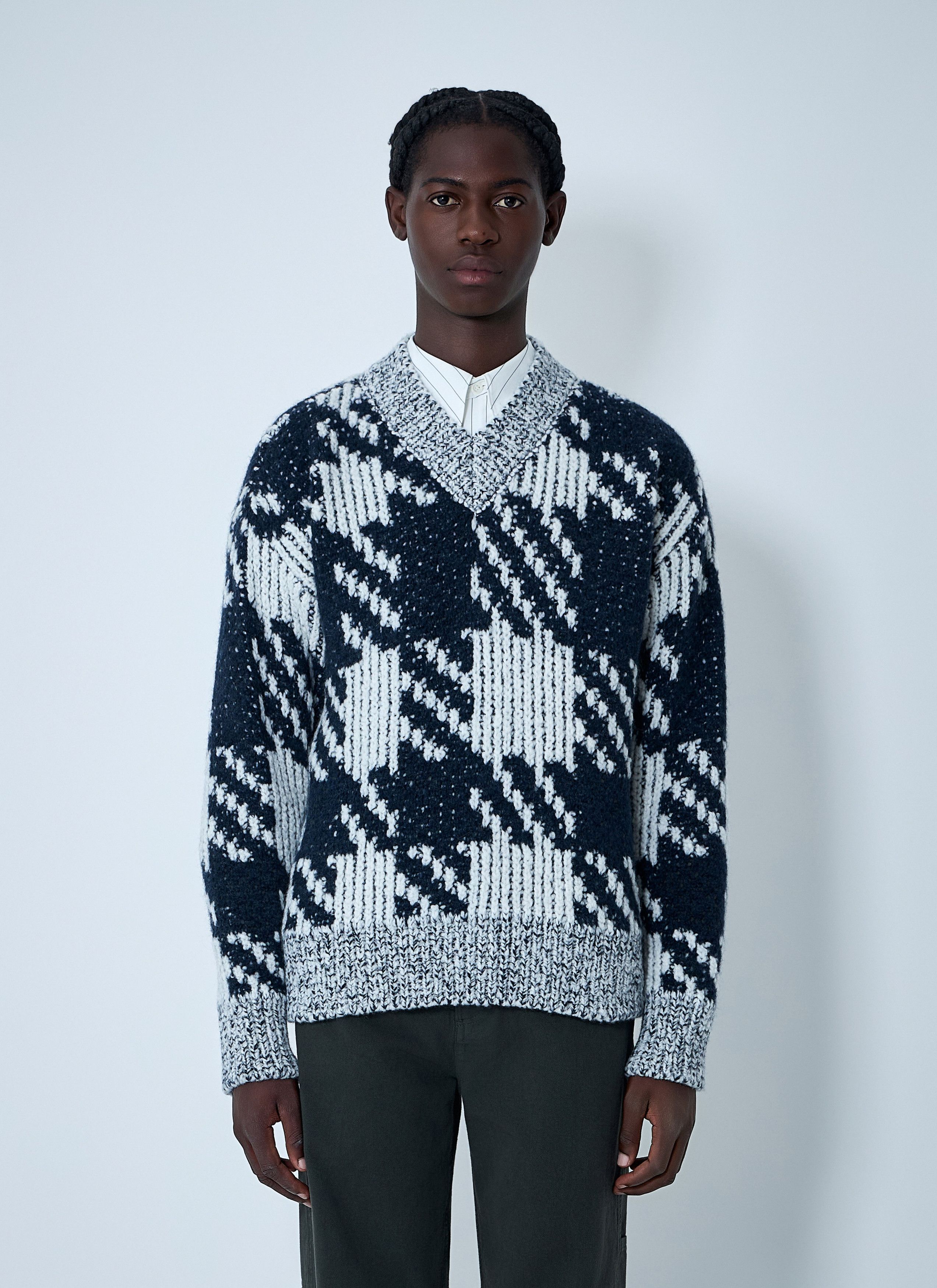 Dries Van Noten Check Wool-Blend Sweater Size US XL / EU 56 / 4 - 1 Thumbnail