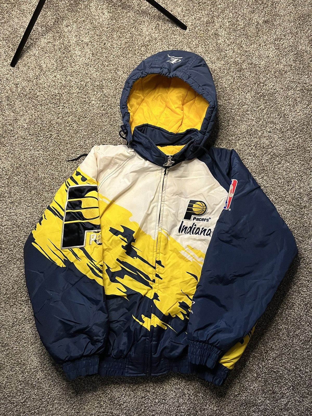 Image of 90's Indiana Pacers Logo Athletic Splash Jacket XL in Blue, Men's