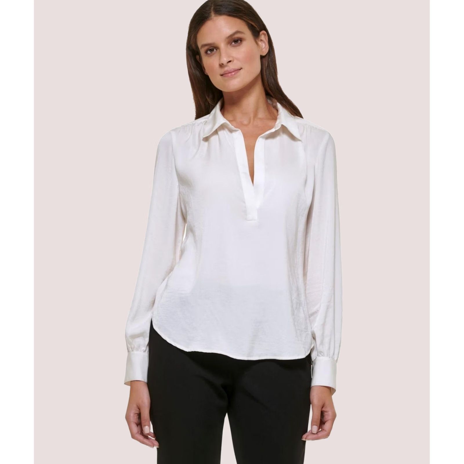 Tommy Hilfiger VINTAGE Tommy Hilfiger Womens Popover Knit Blouse, ivory, Plus Size, 2X Size XXL / US 16-18 / IT 52-54 - 1 Thumbnail