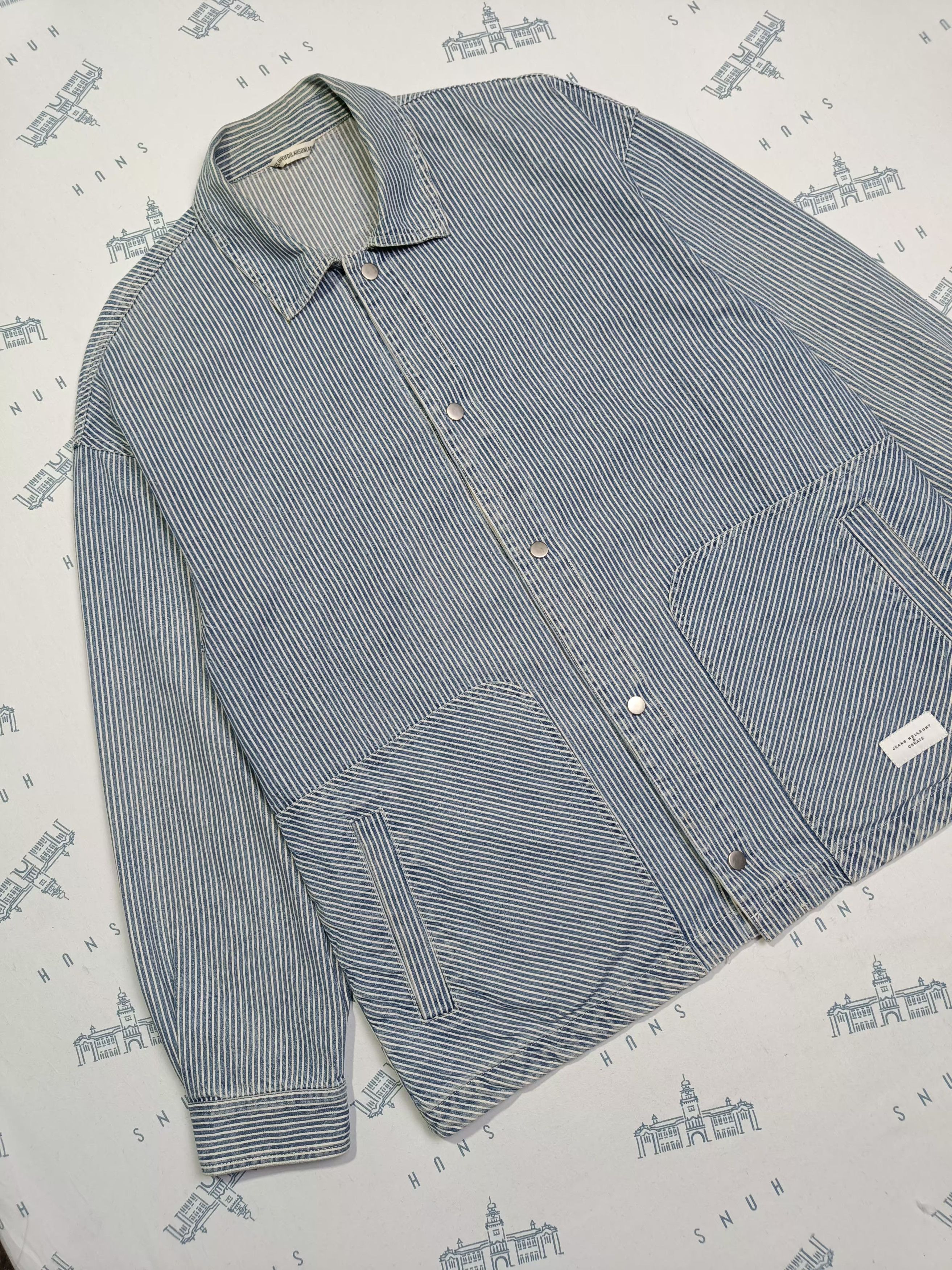 Japanese Brand Jean Helleunt & Create HICKORY STRIPE CHORE Size US XL / EU 56 / 4 - 9 Thumbnail