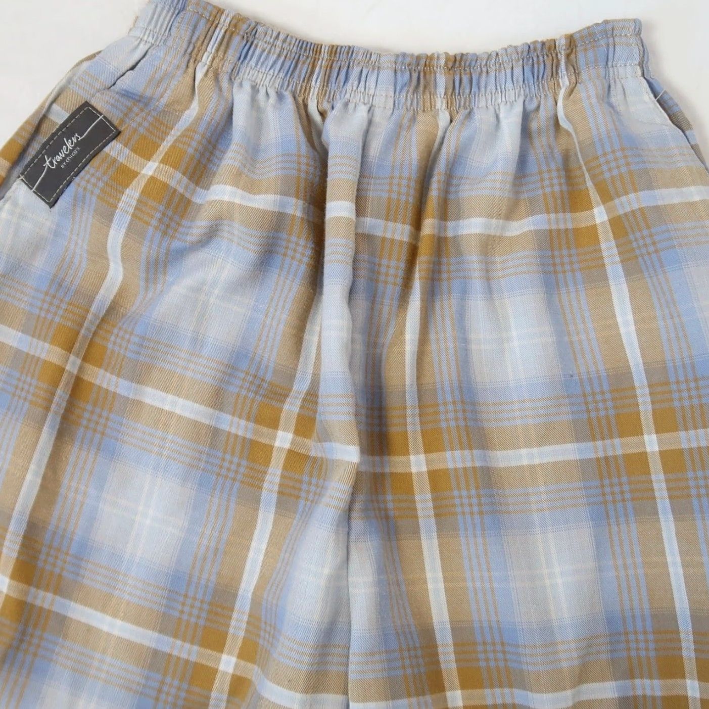 Vintage VINTAGE Travelers Chico's Blue Tan Plaid High Rise Tapered Pull-On Pants S Womens Size 28" / US 6 / IT 42 - 2 Thumbnail