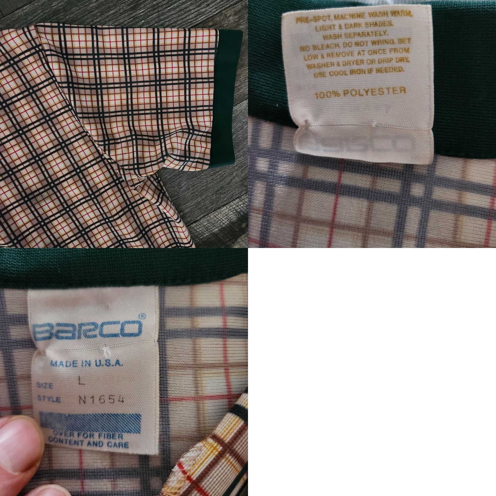 Vintage VINTAGE Barco Golf Polo Shirt Mens Large Full Zip Green Plaid USA MADE Mens Regular Short Sleeve Polo Retro 80s Fashion Size US L / EU 52-54 / 3 - 9 Thumbnail