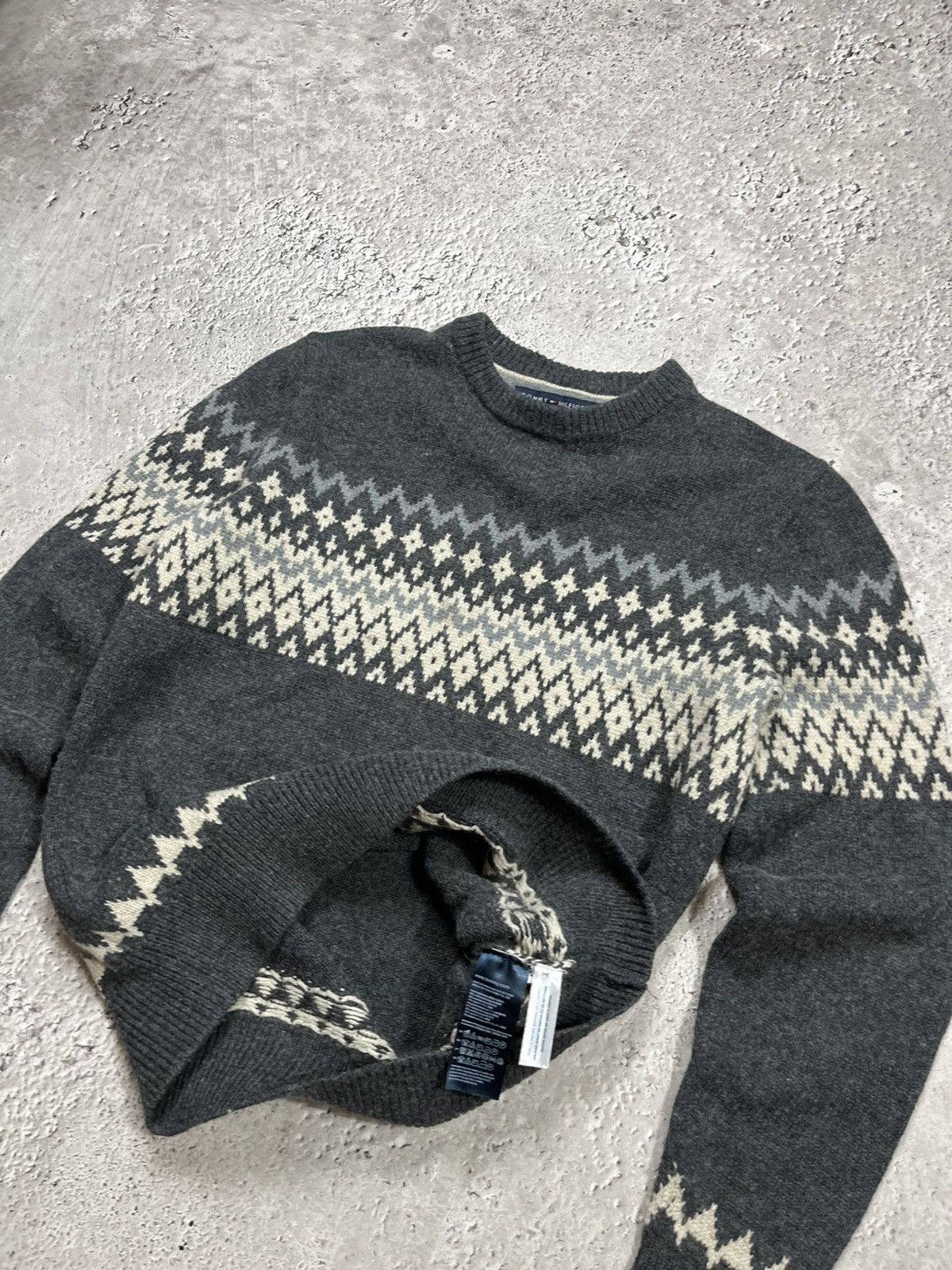 Tommy Hilfiger Tommy Hilfiger Nordic Wool Blend Sweater Grey Fair Isle Size US S / EU 44-46 / 1 - 8 Thumbnail