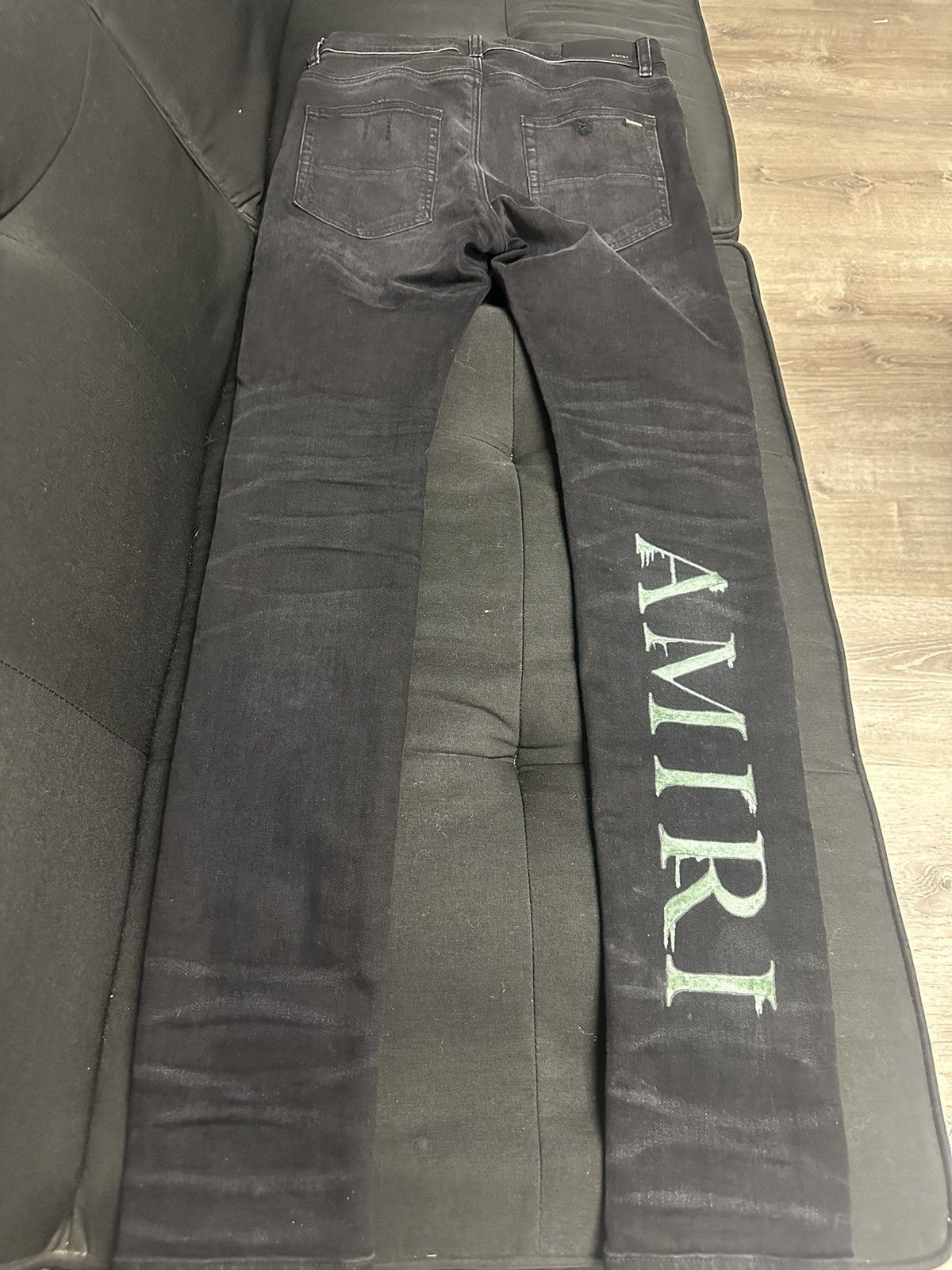 Amiri Amiri Watercolour logo-print skinny jeans Size US 31 - 3 Thumbnail