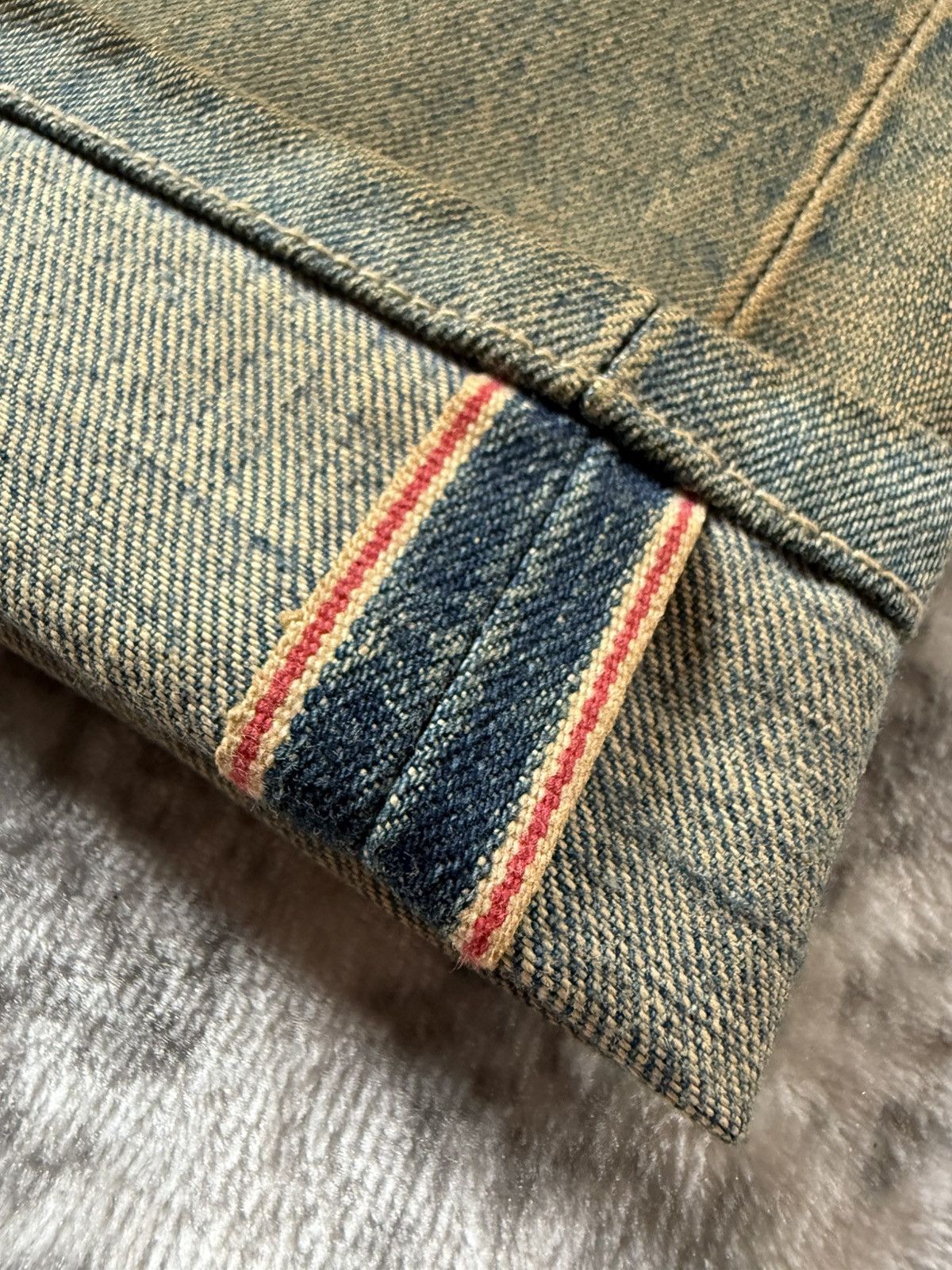 Japanese Brand Edwin 505 Trompe L’oeil Earthy Mud Dipped Selvedge Jeans Size US 34 / EU 50 - 5 Thumbnail