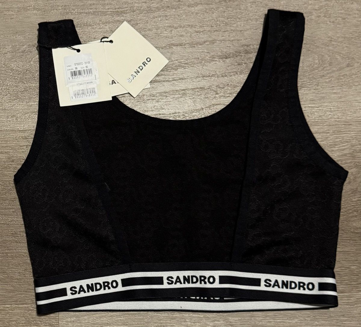 Sandro Sandro Black Logo Band Sports Bra – New With Tags Size S / US 4 / IT 40 - 2 Thumbnail