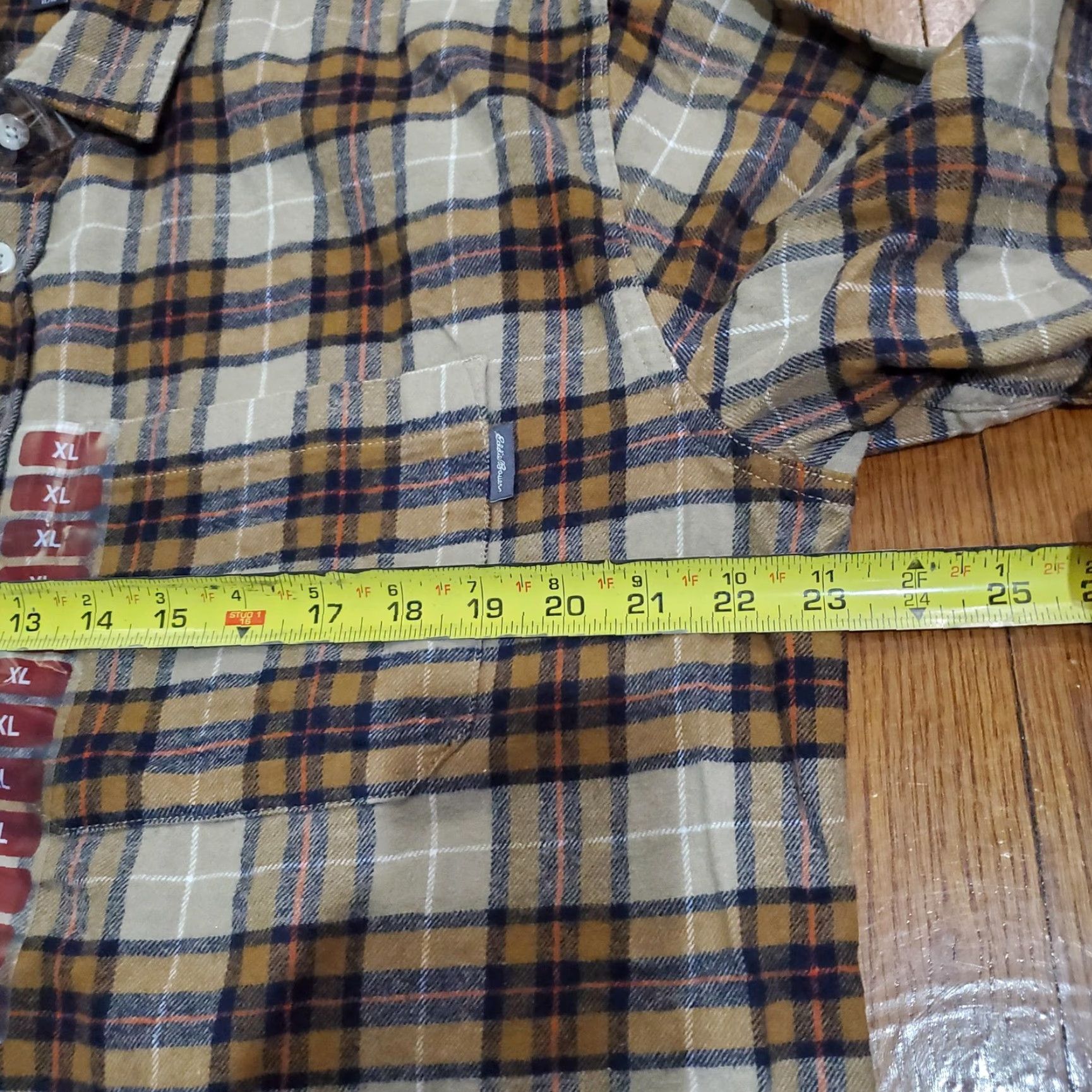 Eddie Bauer Eddie Bauer Bristol Flannel Shirt Mens XL Plaid Long Sleeve Button-Up Beige Tan Brown Blue Pocket Logo Size US XL / EU 56 / 4 - 7 Thumbnail
