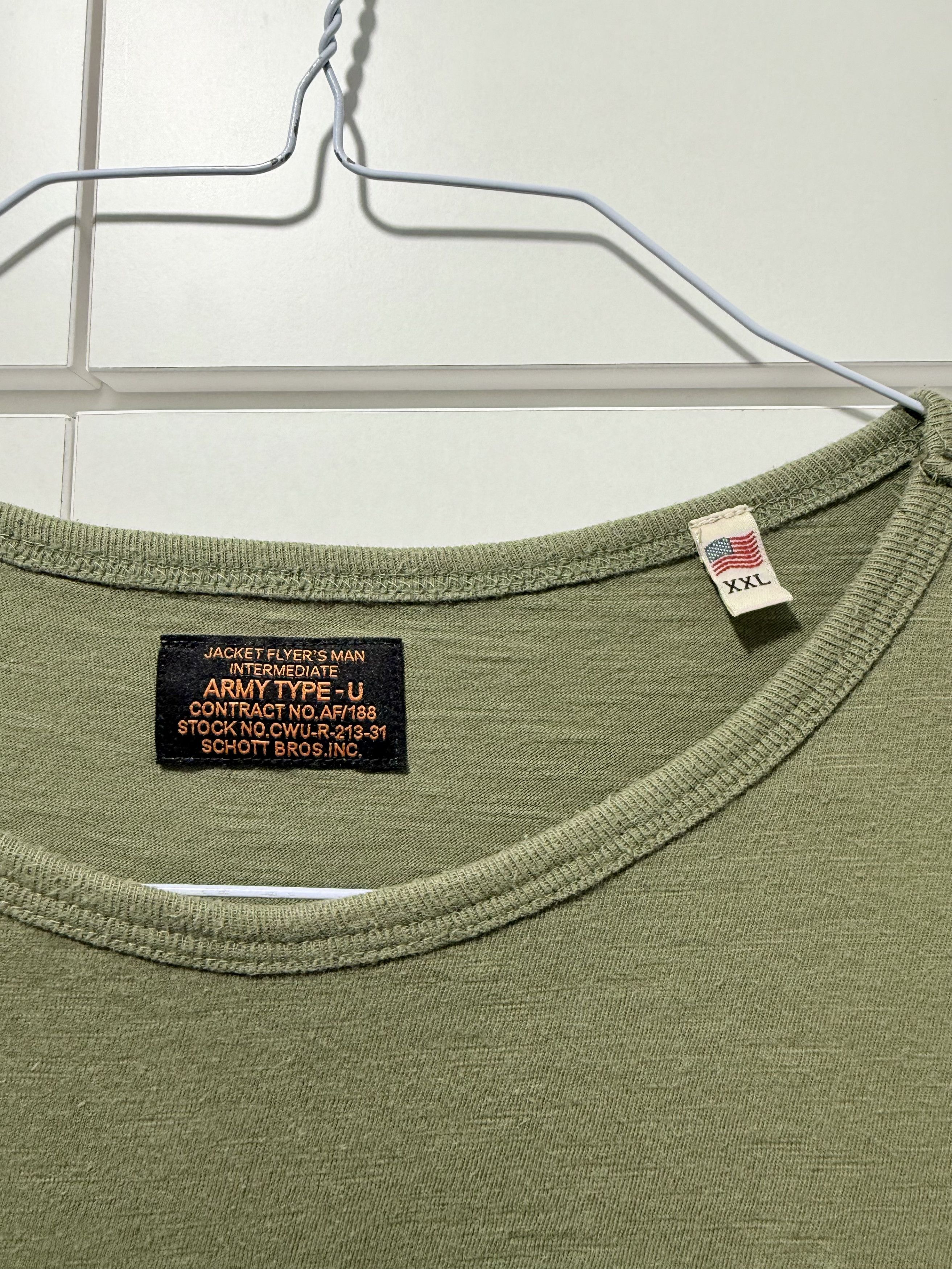 Schott Schott NYC Air Borne Army Type-U S/S T-shirt XXL Size US XXL / EU 58 / 5 - 2 Thumbnail