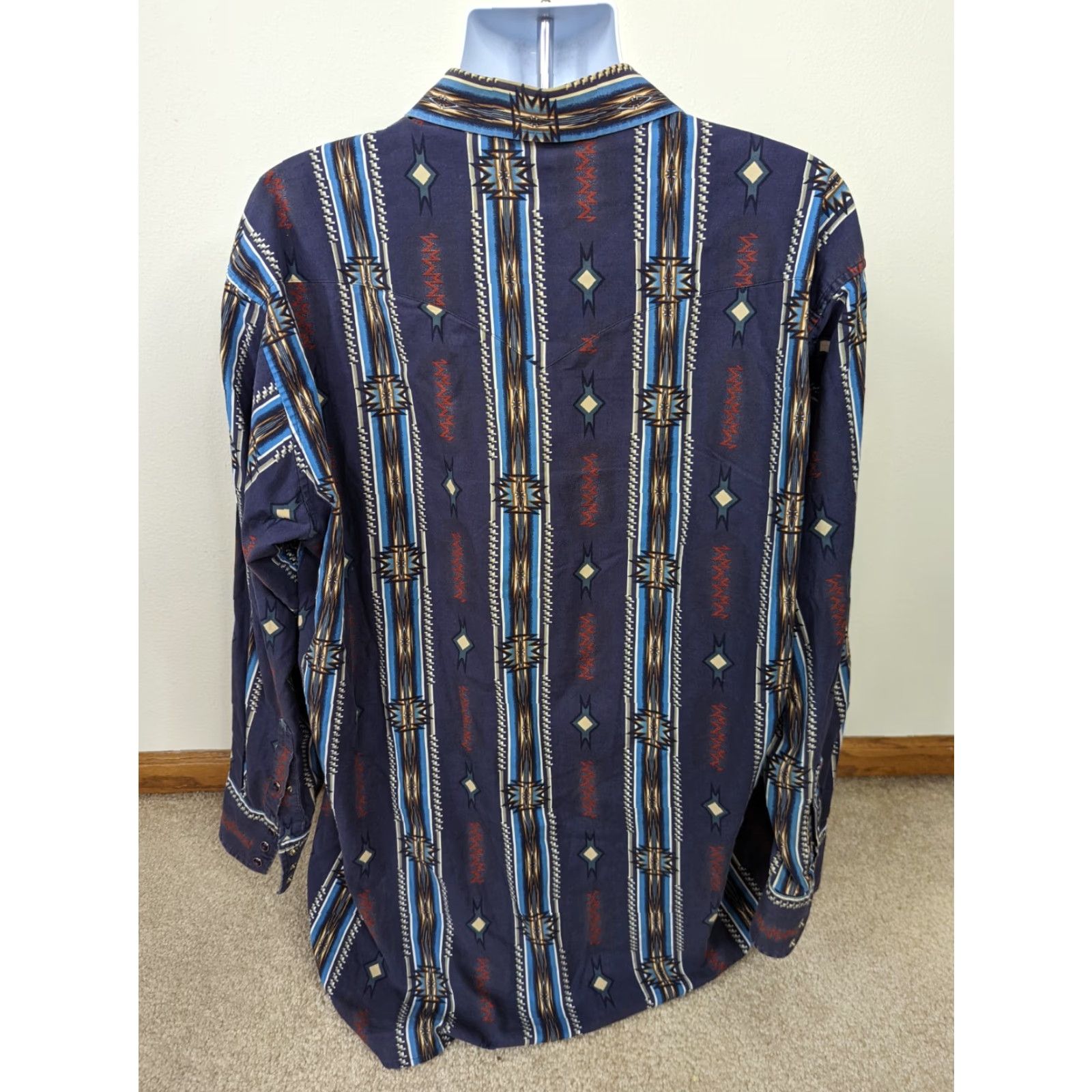 Vintage VINTAGE Panhandle Slim Southwestern Aztec Pearl Snap Long Sleeve Shirt 2XL Blue Mens XXL L7S Size US XXL / EU 58 / 5 - 3 Thumbnail