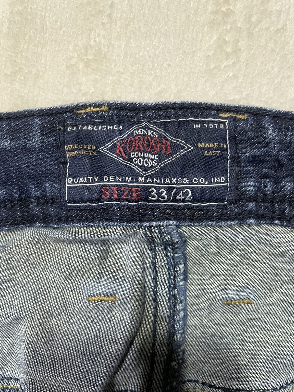 Japanese Brand Vintage KRS Denim Skinny Faded Distress Dark Blue Jeans Size US 33 - 10 Thumbnail