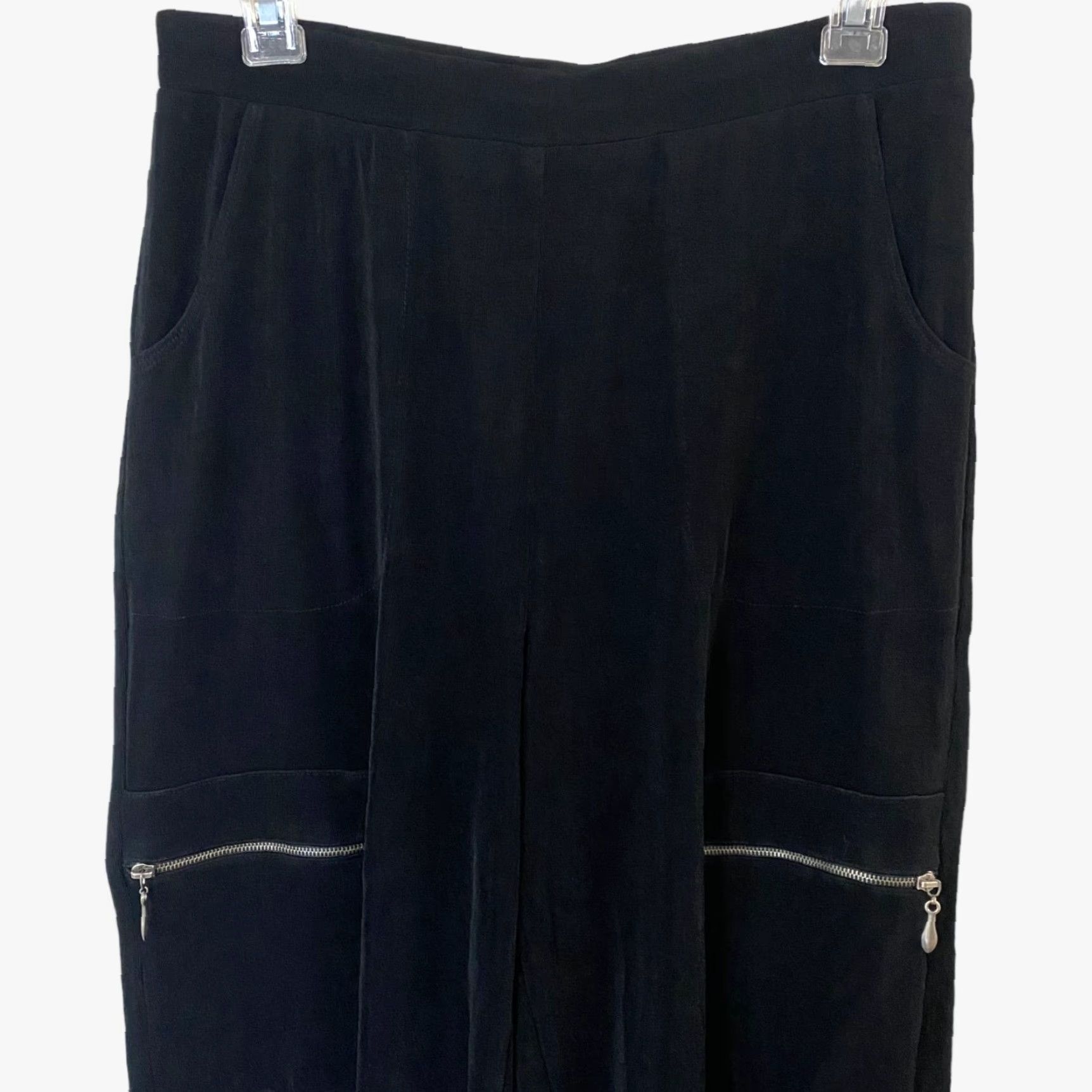 Vintage CHICO'S Travelers Comfort Fit Wide-Leg Pants Black Cropped Stretch Zip Pockets Womens 2 Beach Size 26" / US 2 / IT 38 - 5 Thumbnail