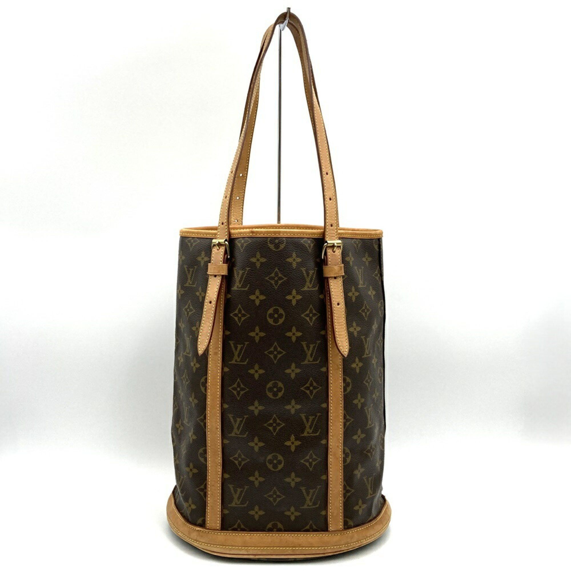 Louis Vuitton M42236 Bucket Gm Tote Bag Brown Monogram Canvas Leather Women's